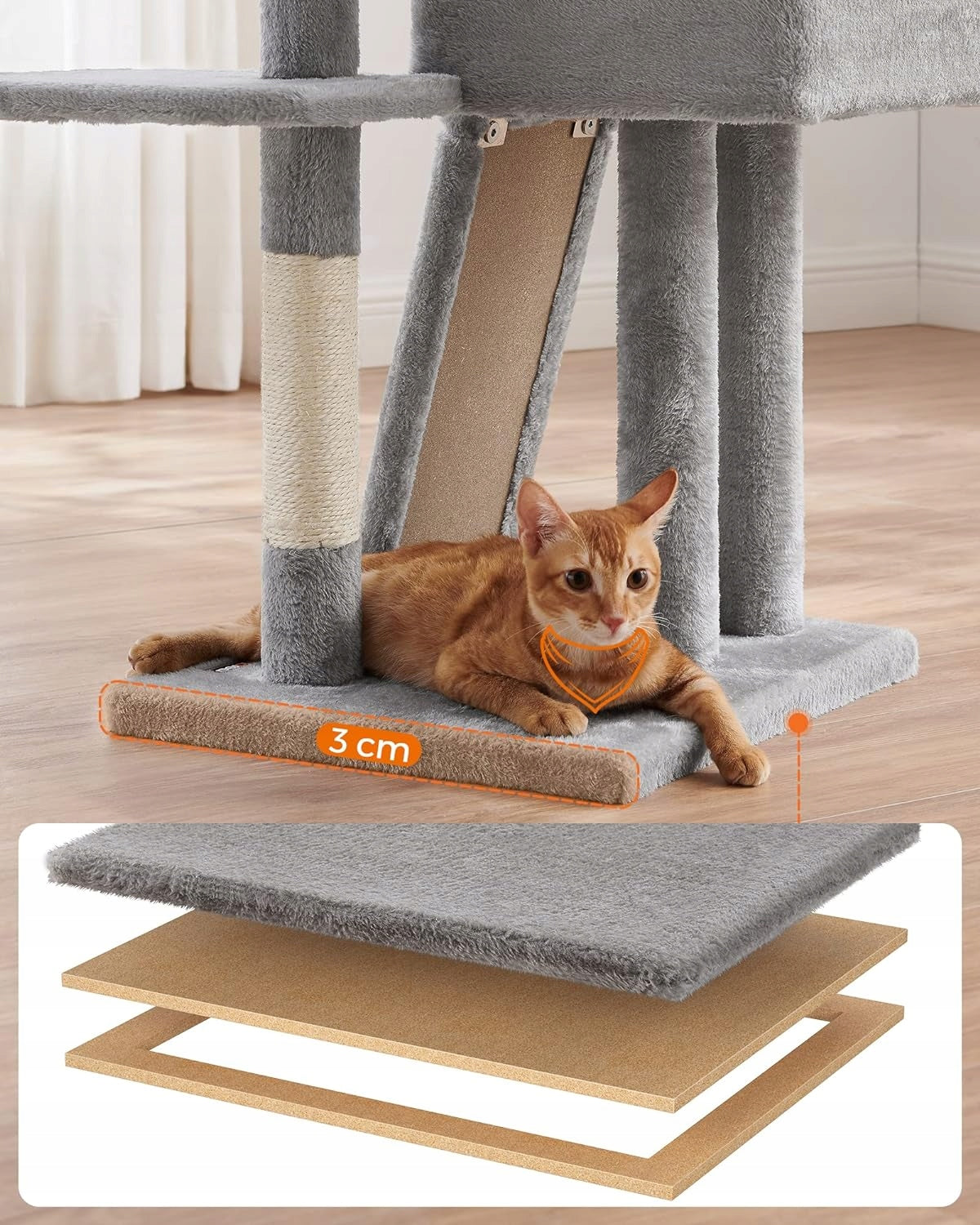 CAT SCRATCHER LARGE 4 LEVELS HIGH BED TOWER POST COTTAGE 135cm Height (cm) 101 - 160 cm