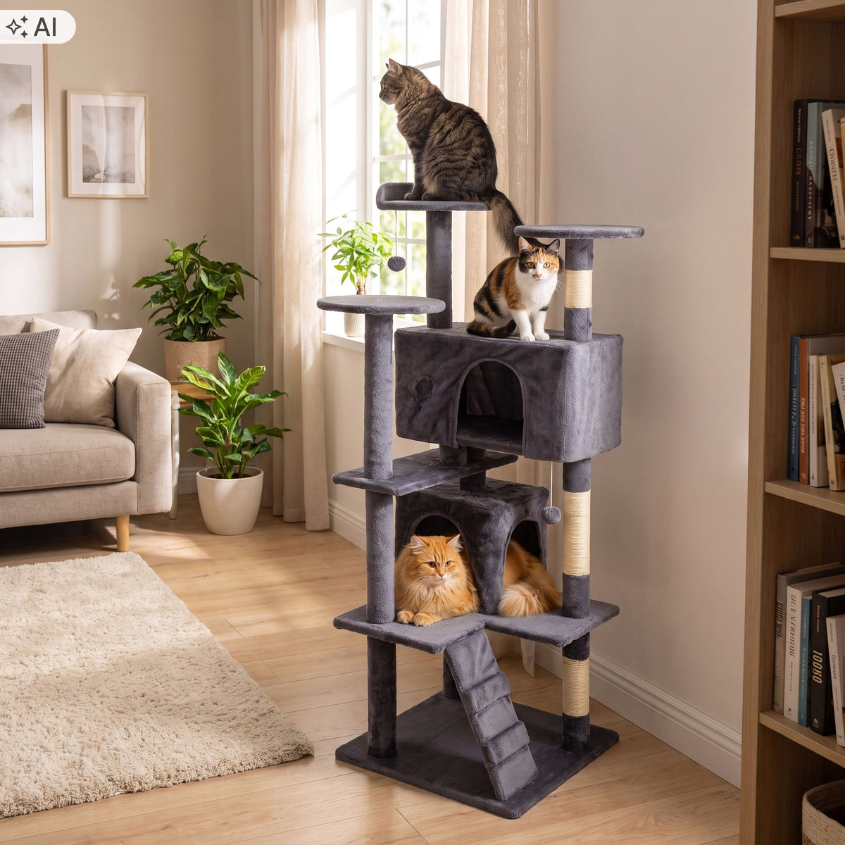 CAT SCRATCHER LARGE HIGH BED HOUSE POST TREE TOWER 135 cm Manufacturer code 611486MG