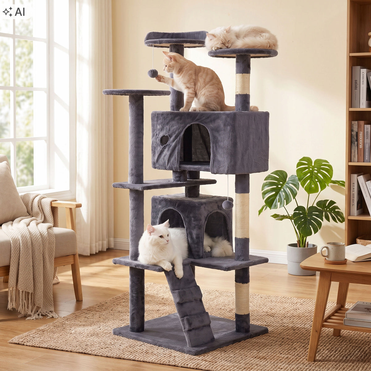 CAT SCRATCHER LARGE HIGH BED HOUSE POST TREE TOWER 135 cm Packaging status original