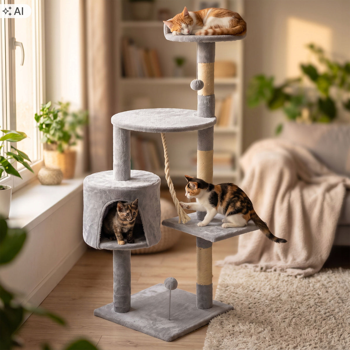 CAT SCRATCHER LARGE HIGH POST BED COTTAGE TREE TOWER 116 cm Manufacturer code 611479MG