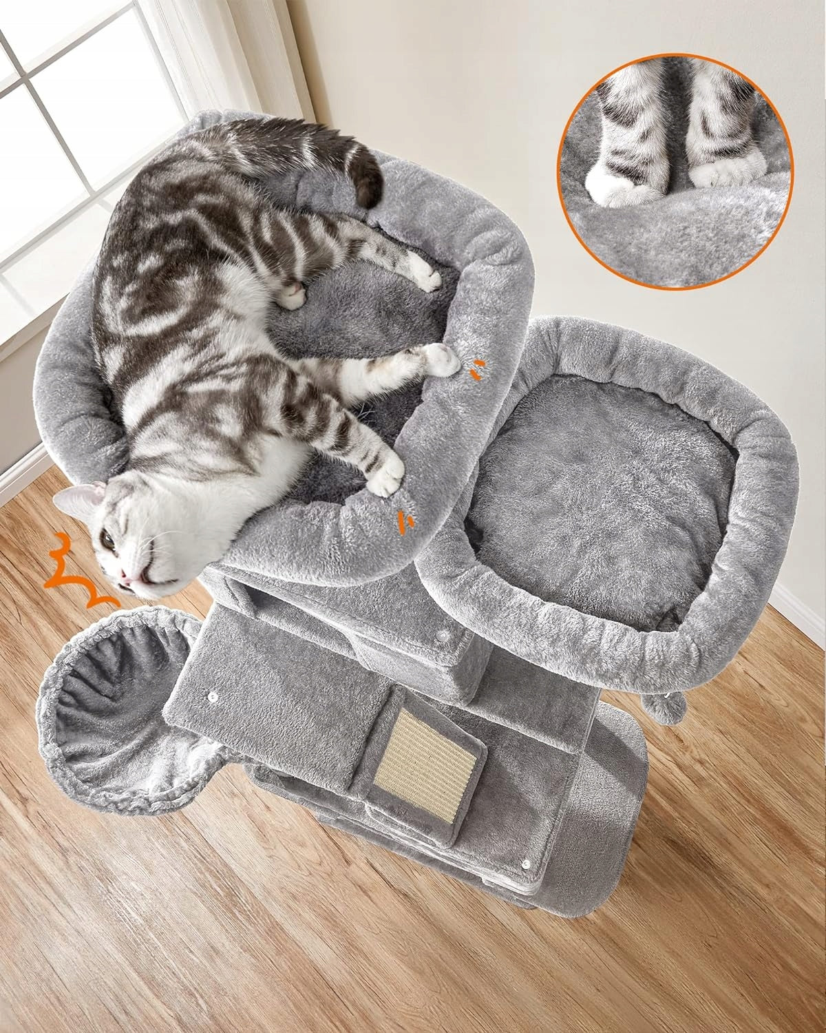 CAT SCRATCHER LARGE XXL HIGH 7 LEVELS BED POST COTTAGE 206 CM Kind tall scratching post bed scratching post scratching tower