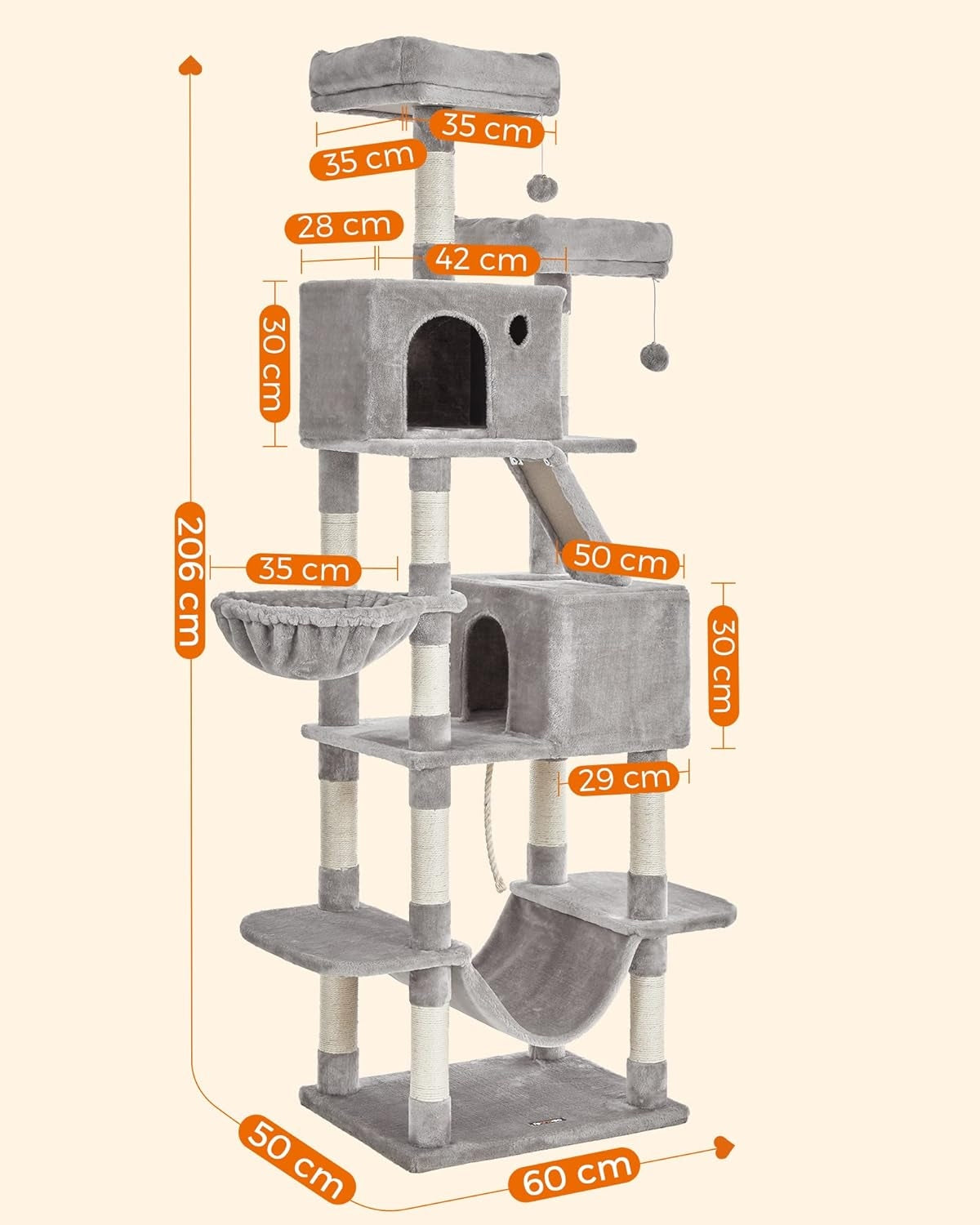 CAT SCRATCHER LARGE XXL HIGH 7 LEVELS BED POST COTTAGE 206 CM Manufacturer code DRAPAK DLA KOTA DUŻY XXL WYSOKI LEGOWISKO