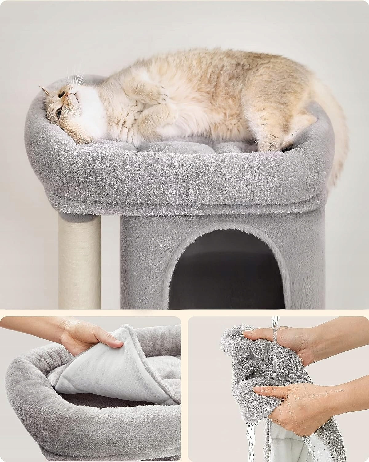 CAT SCRATCHER SMALL BED HOUSE CAVE POST SUN LOUNGER 2 LEVELS 67cm Color gray