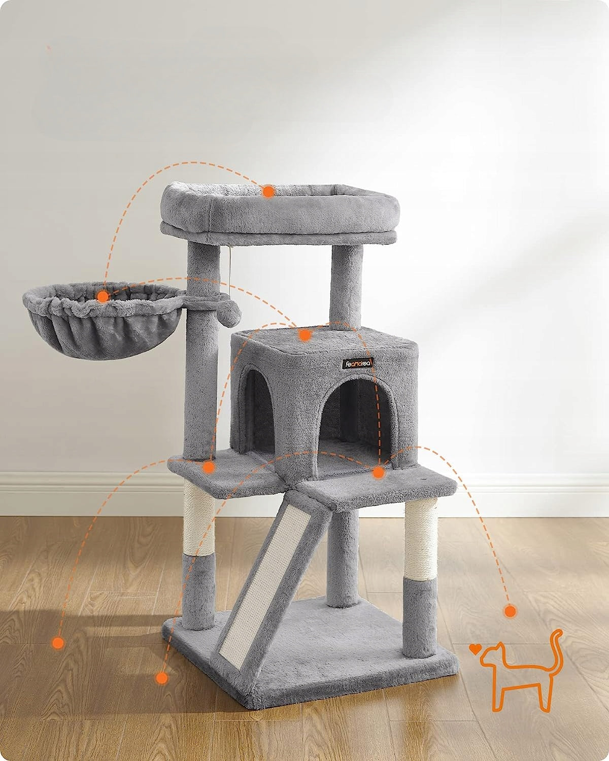 CAT SCRATCHER STABLE BED TOWER POST COTTAGE 3 LEVELS Color gray