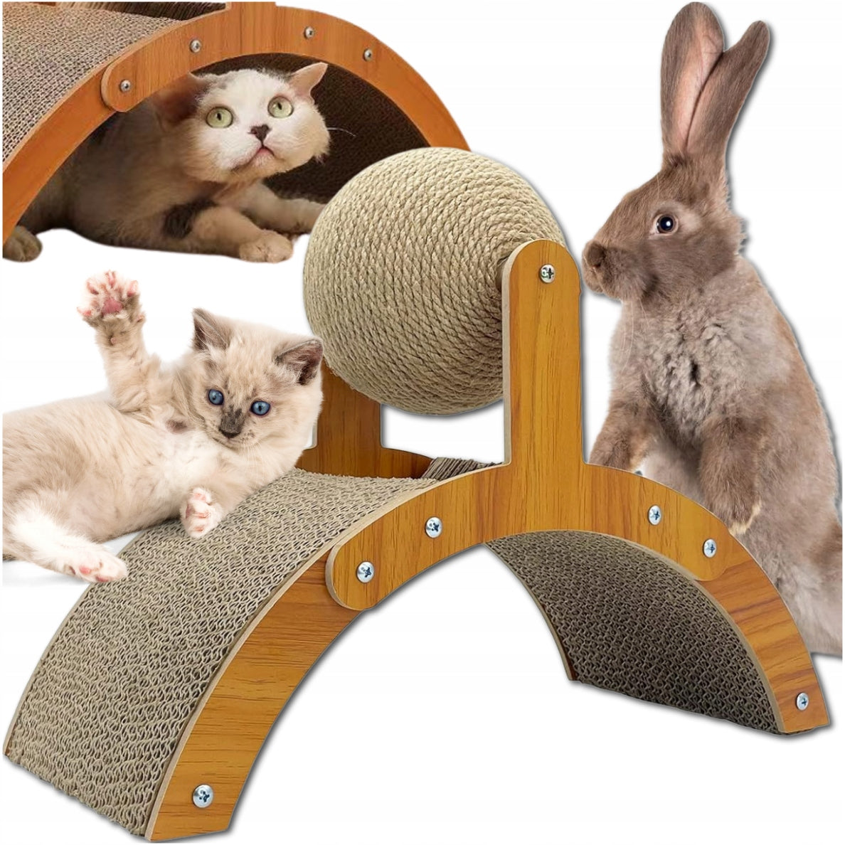 CAT SCRATCHER TOY BED TOWER WITH BALL CAT TOY Manufacturer code Drapak dla Kota Kotów Zabawka