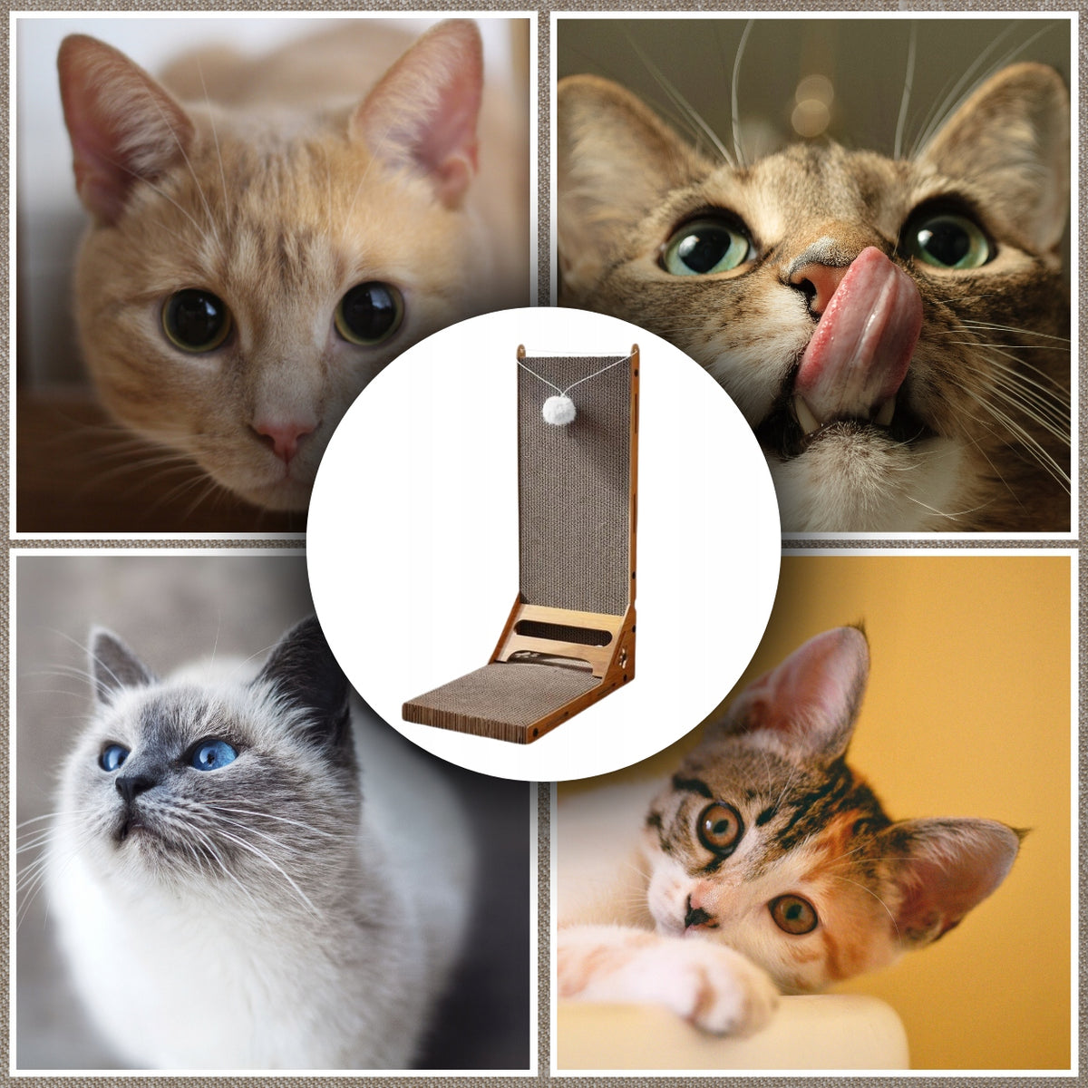 CAT SCRATCHER TOY BED TOWER WITH BALL CATNIP CAT TOY Manufacturer code Drapak Narożny dla Kota Kotów Zabawka v2