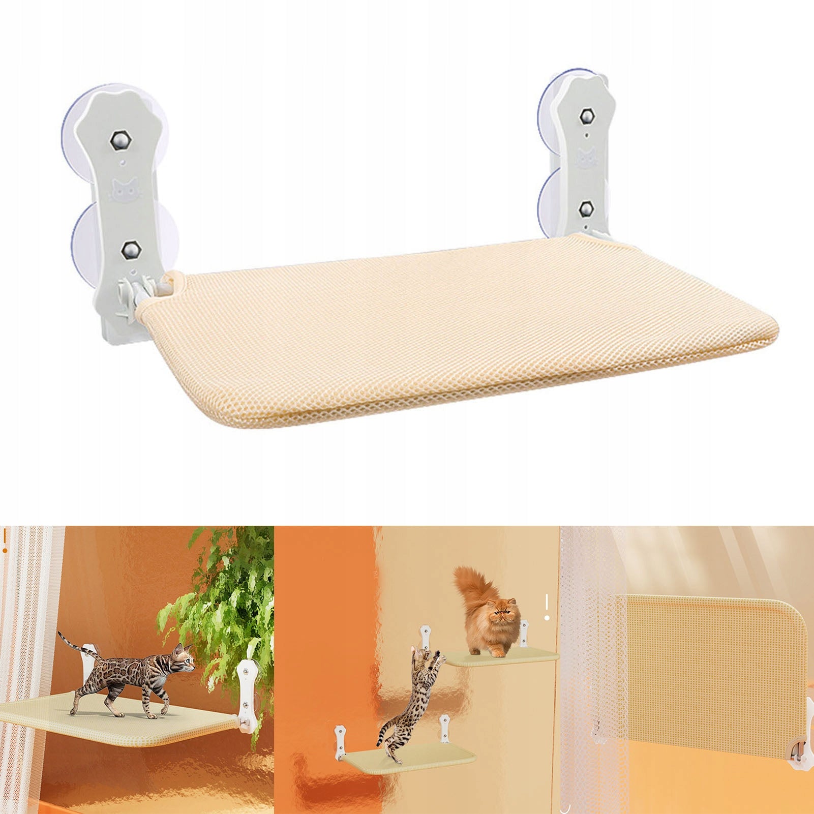 CAT WINDOW HAMMOCK PLUSH MESH STICKS Length 47 cm
