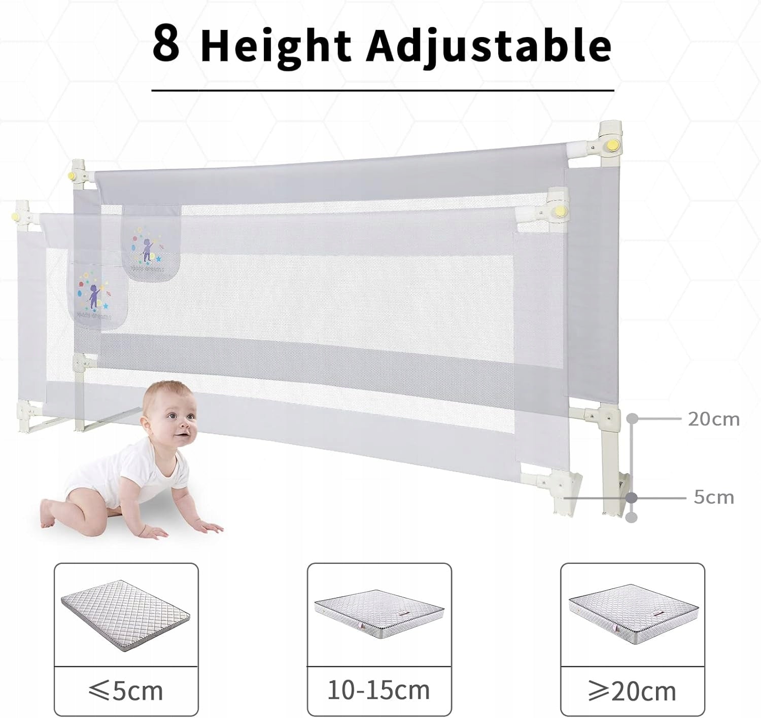 CCLIFE Bed railing barrier for bed 200cm Packaging status original