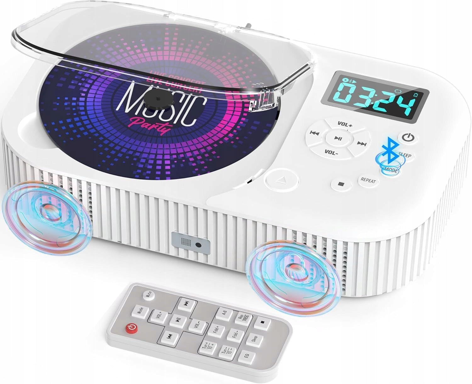 CD PLAYER PORTABLE BLUETOOTH RADIO FM MP3 USB AUX SPEAKERS LCD REMOTE CONTROL