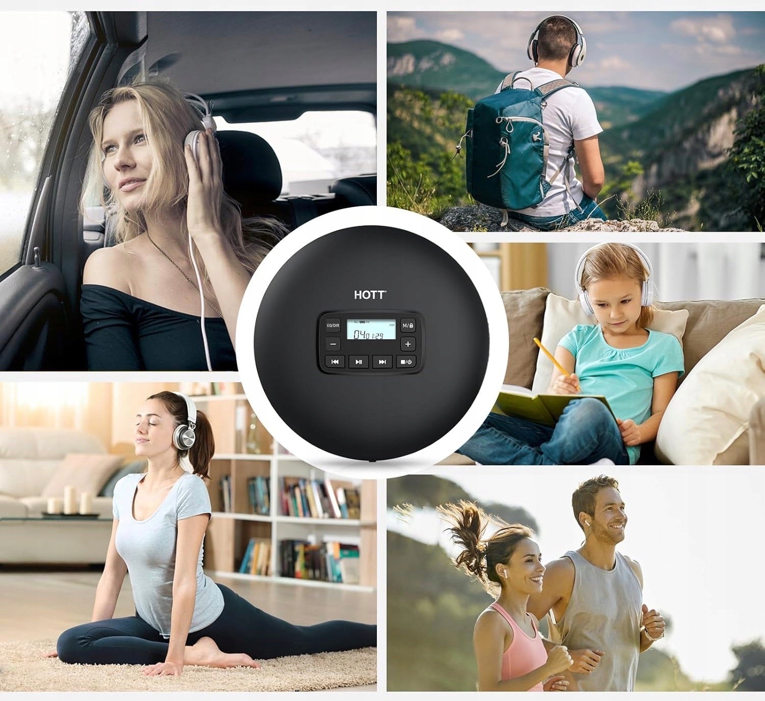 CD Player Portable for Home and Car USB or AUX Batteries + Headphones Manufacturer code odtwarzacz cd przenośny dom samochód CD204
