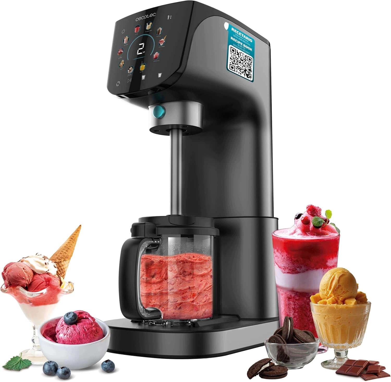 CECOTEC GELATEC 2100 ICE CREAM MACHINE 500W 11 PROGRAMS TOUCH PANEL