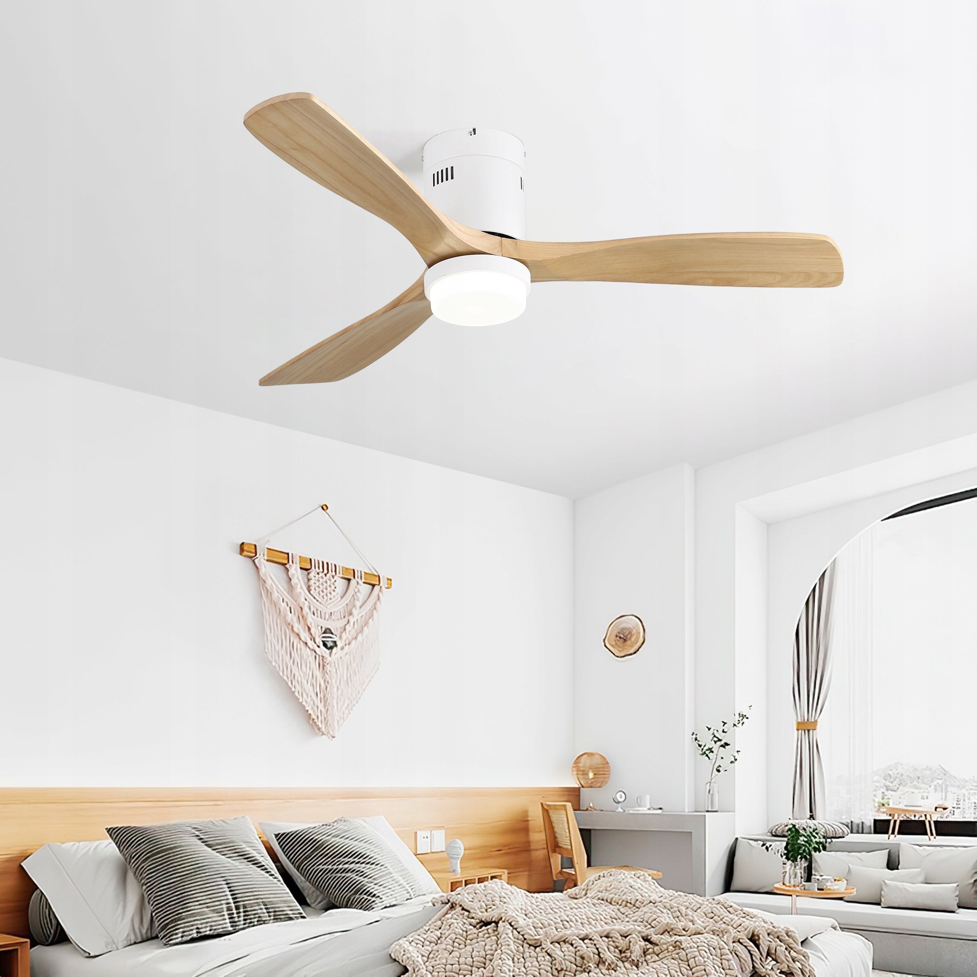 CEILING FAN WINDMILL 132 CM REMOTE CONTROL LED LAMP WITH WINDMILL White Brand no brand