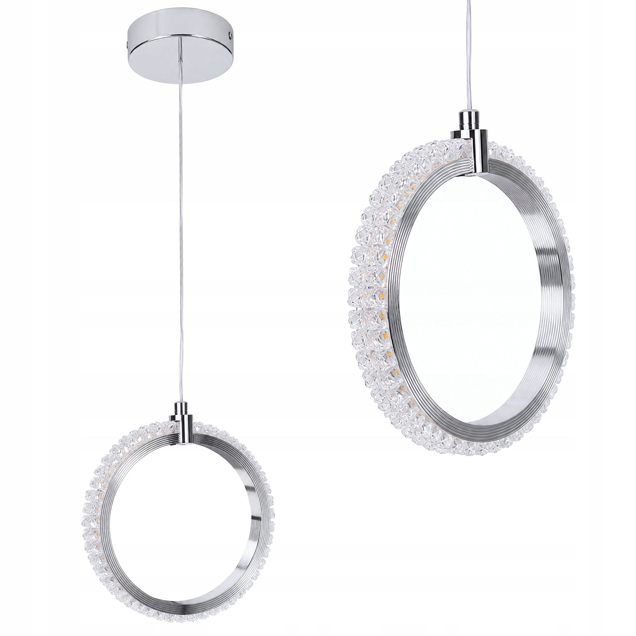 CEILING LAMP HANGING LED CIRCLE CHROME GLAMOUR WARM CRYSTAL ROUND