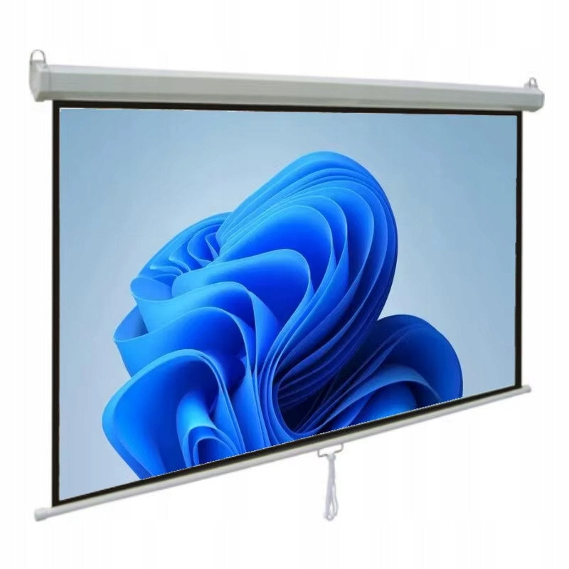 CEILING WALL PROJECTION SCREEN 100 INCH SEMI AUTOMATIC HANDHELD 16:9 Packaging status original
