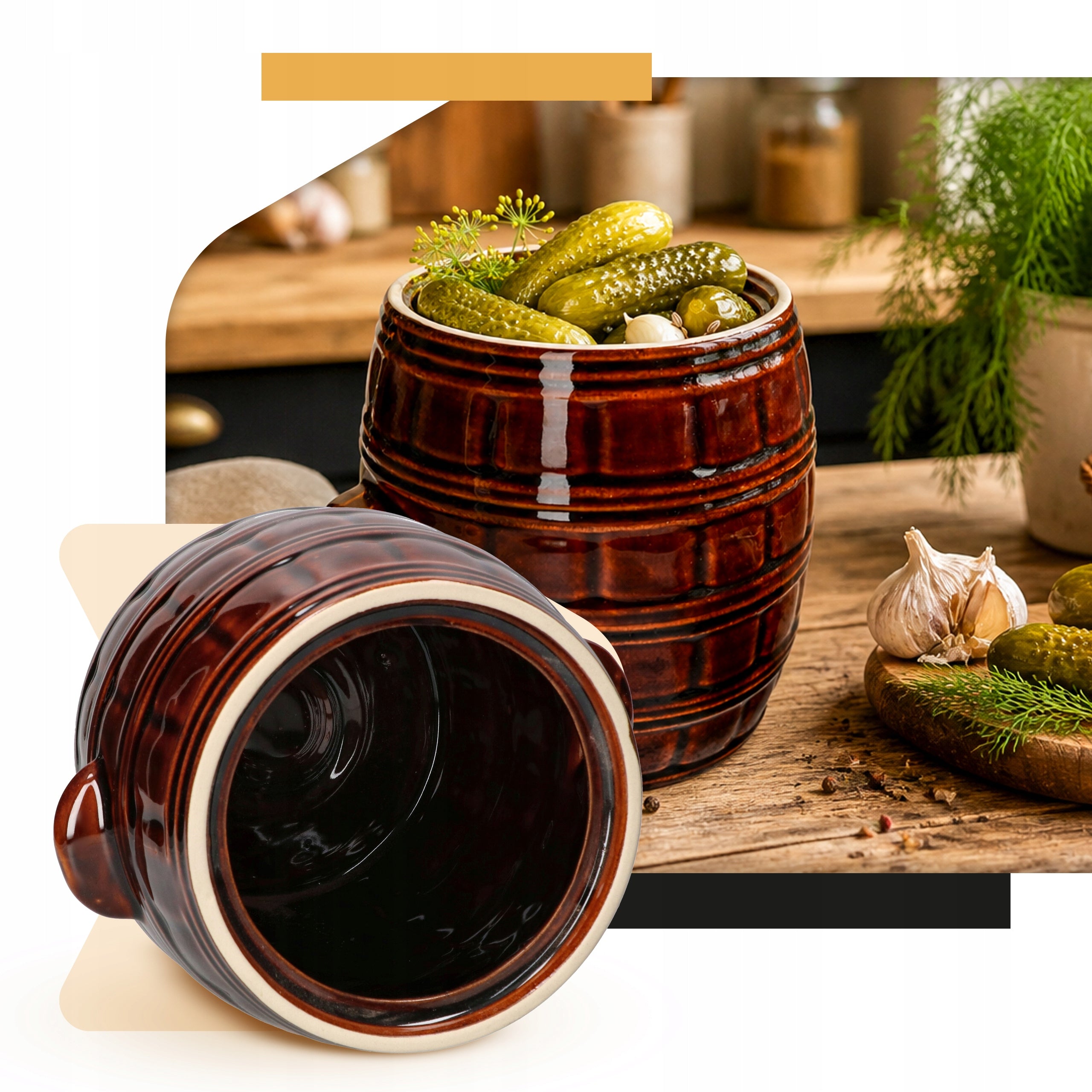 CERAMIC BARREL STONEWARE PICKLING POT 5L CABBAGE CUCUMBERS Brand Kotarbau