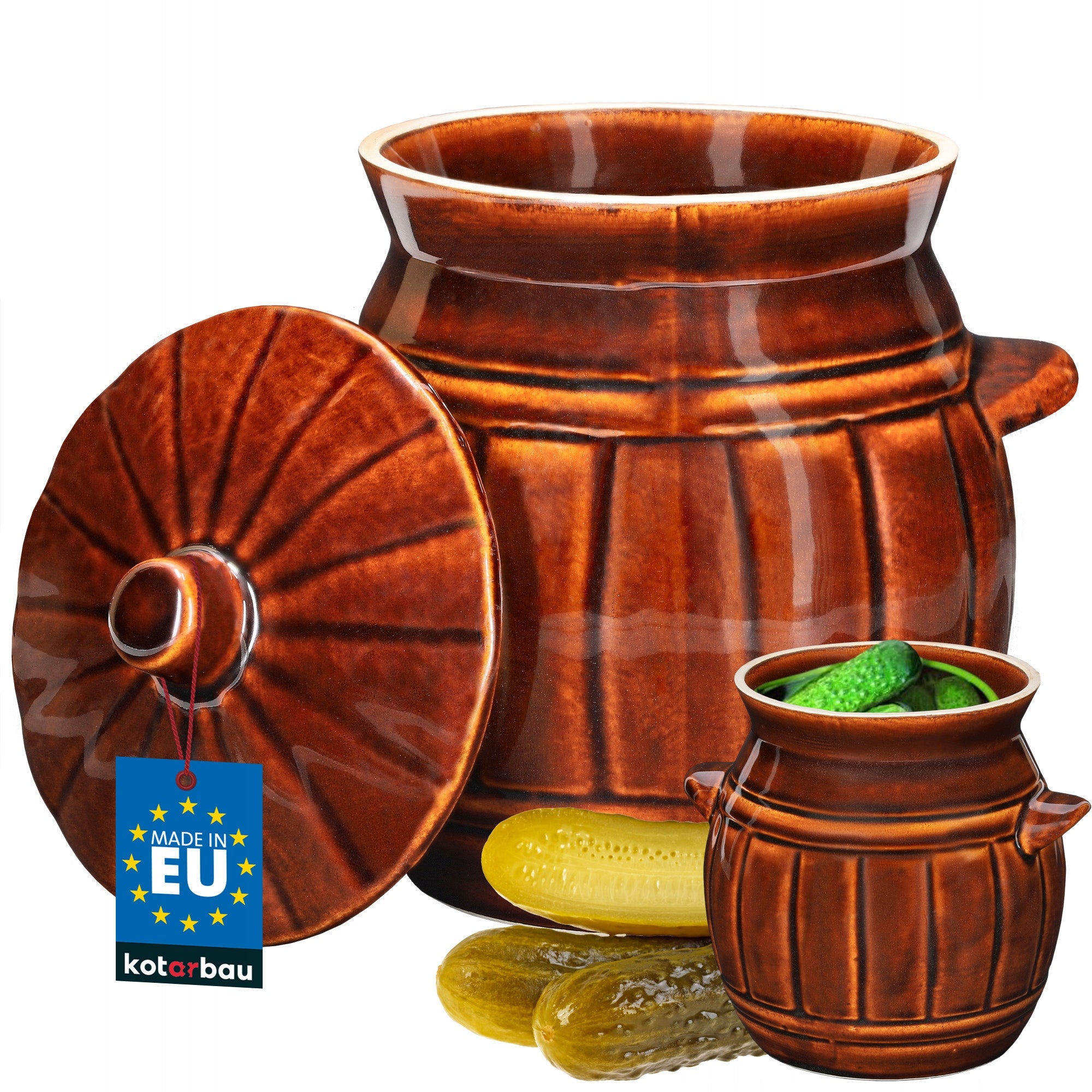 CERAMIC BARREL STONEWARE POT FOR PICKING CUCUMBER CABBAGE 3.7L