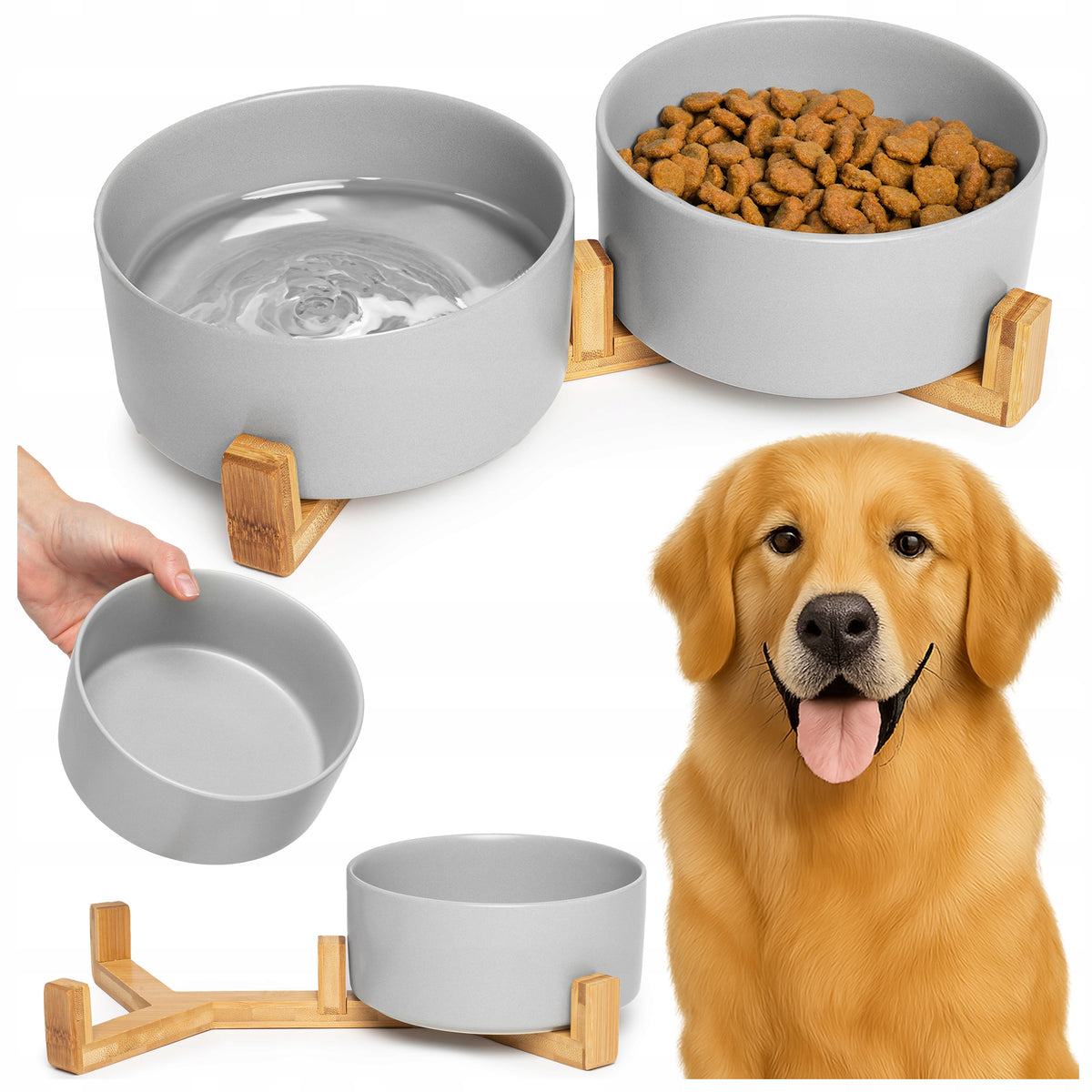 CERAMIC BOWL DOUBLE CAT DOG 2x850ml TWO CERAMIC BOWLS BASE
