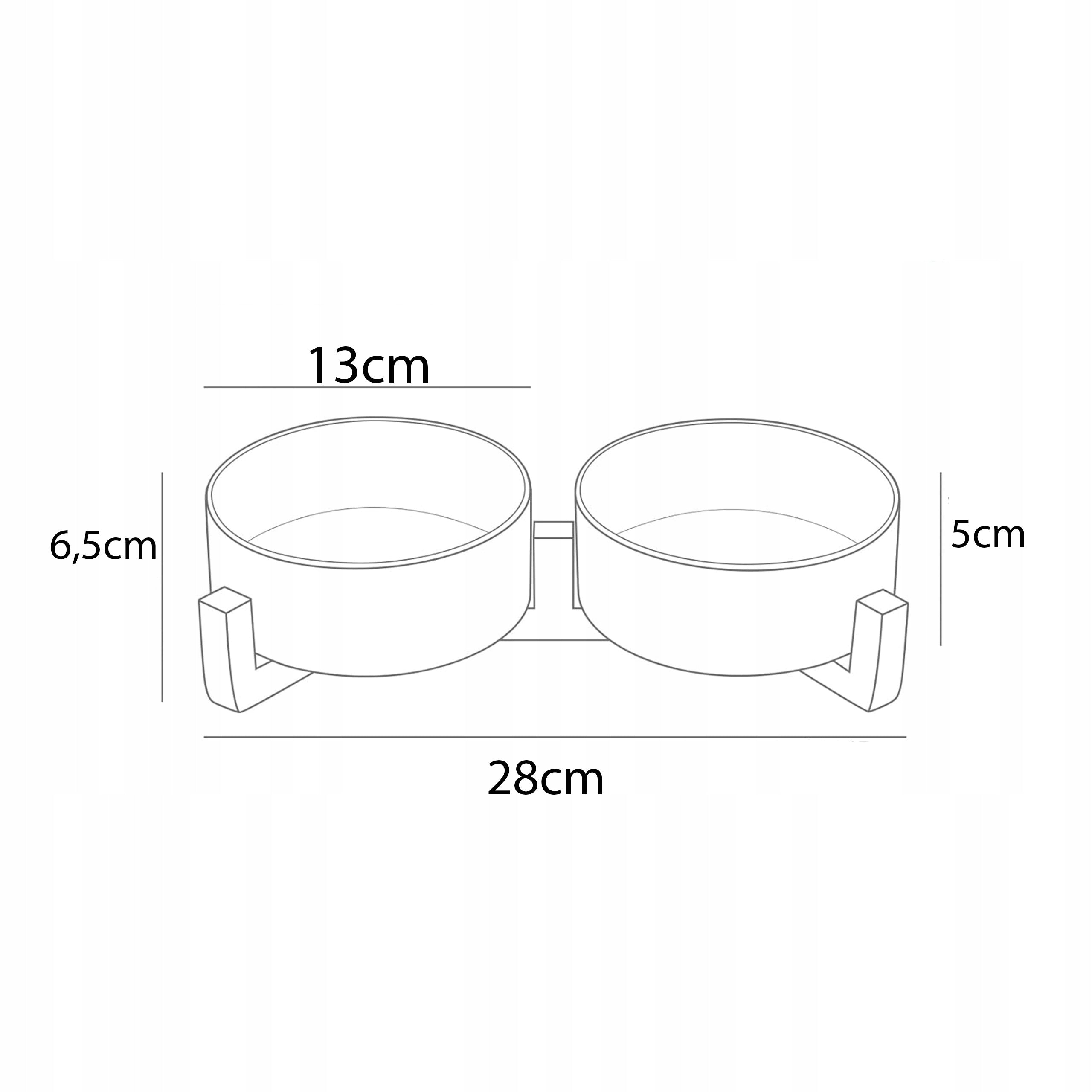 CERAMIC BOWL FOR CAT DOG ON STAND DOUBLE SET 2x400ml BLACK Packaging status original