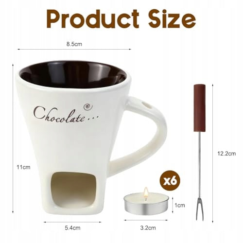 CERAMIC CHOCOLATE FONDUE SET 200ML FOR EVENTS STEEL Brand no brand