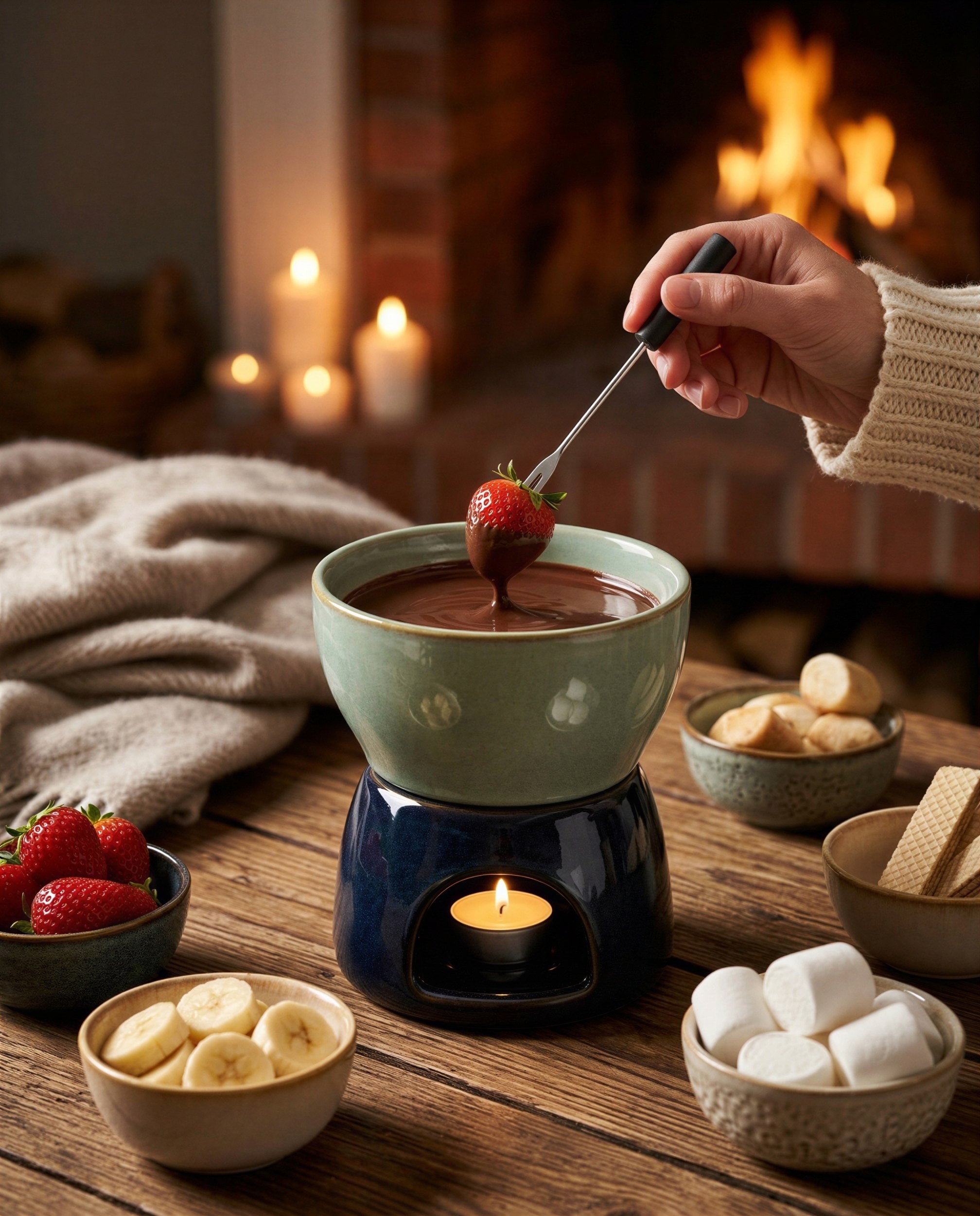CERAMIC CHOCOLATE FONDUE SET 450 ML BYENT FOR LOVERS Packaging status original