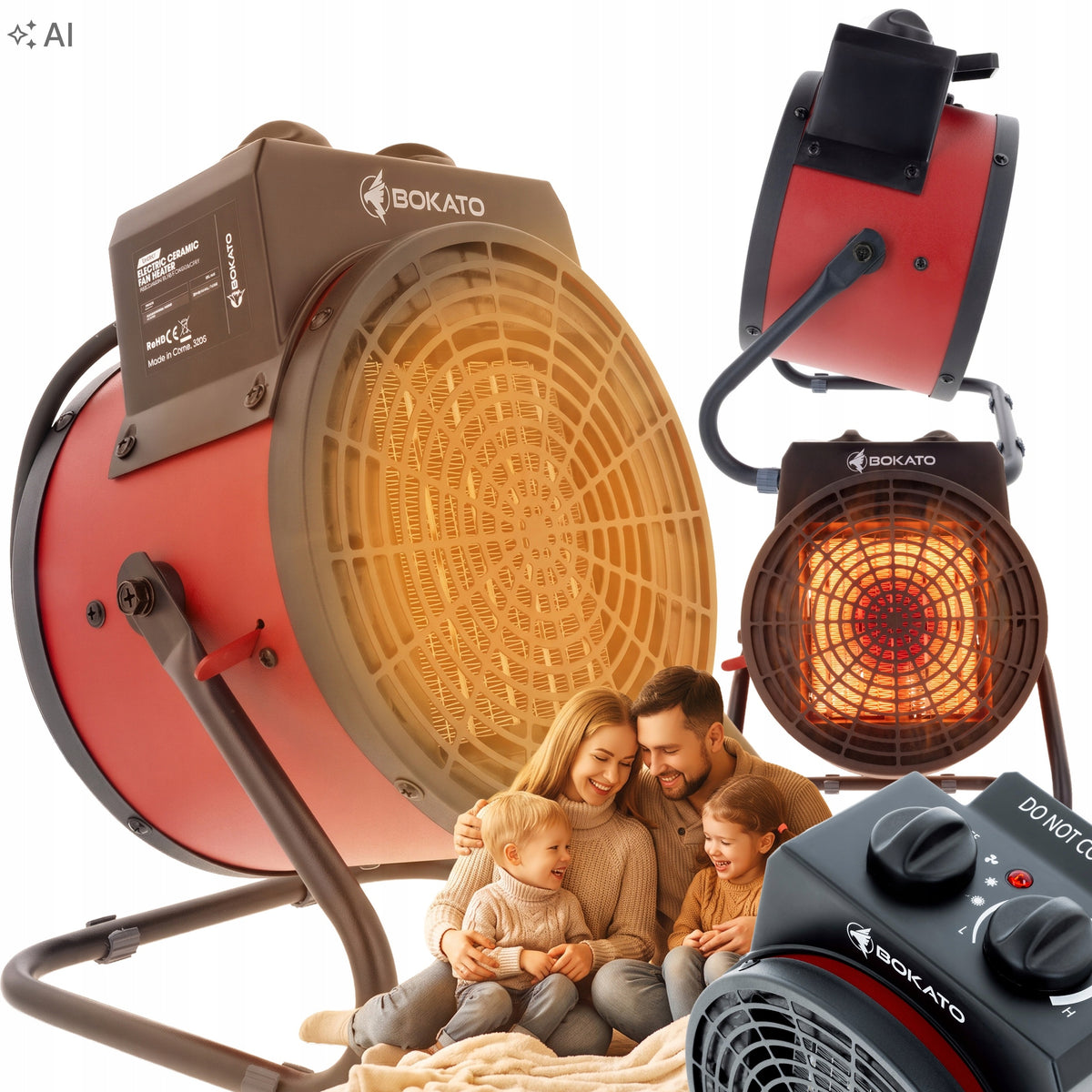 CERAMIC FAN HEATER 3000W HEATER FARELKA THERMOSTAT BOKATO 2 POS