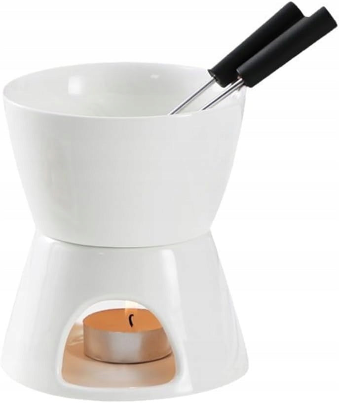 CERAMIC FONDUE HOT CHOCOLATE BOWL WITH TEALIGHT STAND GIFT