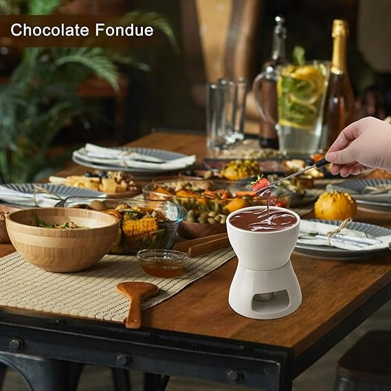 CERAMIC FONDUE SET WITH CHOCOLATE AND CHEESE 4 ELECTROLESS FORKS EAN (GTIN) 047505340699