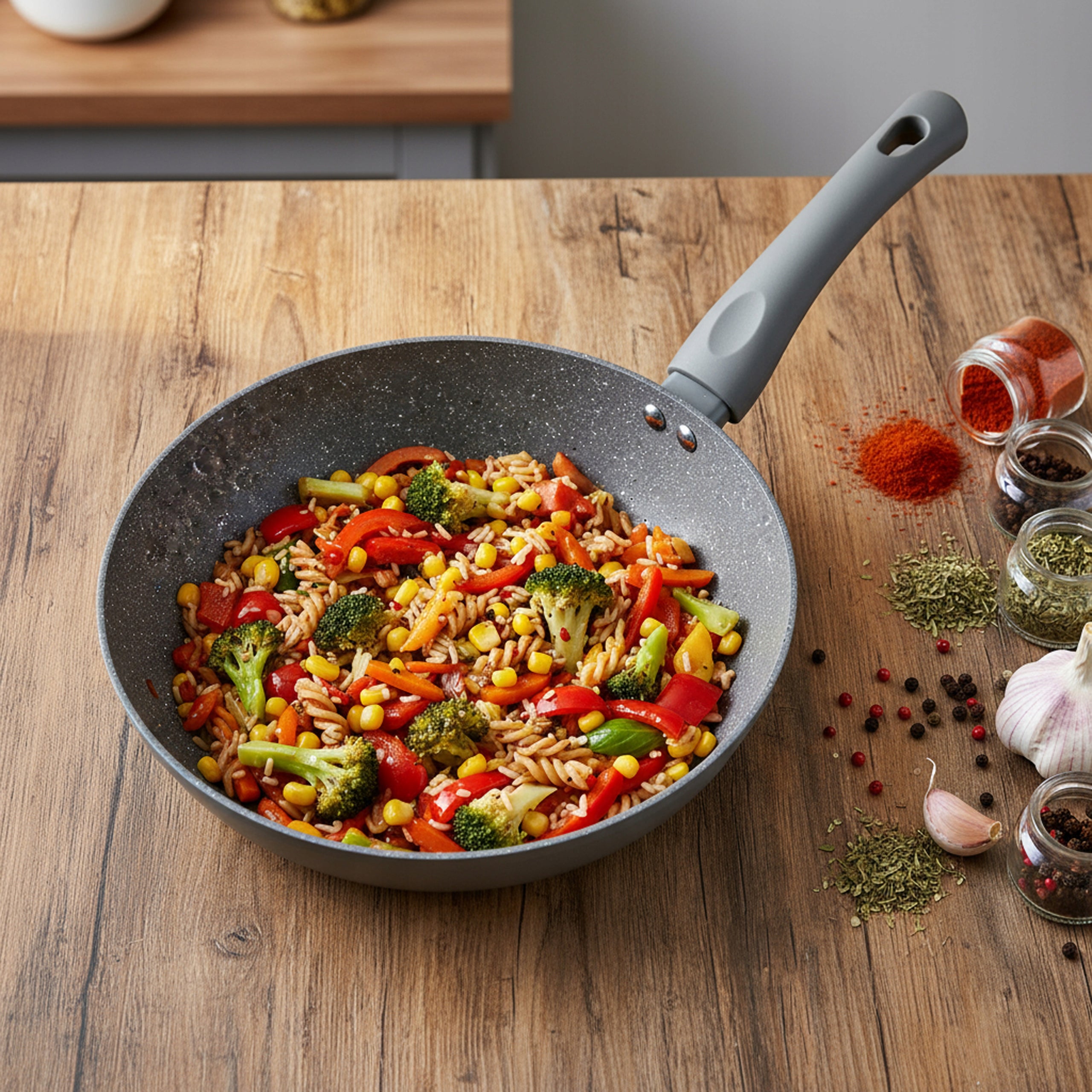 CERAMIC FRYING PAN WOK DEEP 28CM COVERS INDUCTION ELECTRIC GAS VELIO Manufacturer code VL-00298