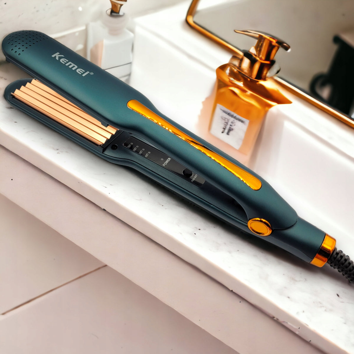 CERAMIC GEMA HAIR CRIMPER WITH TEMPERATURE CONTROL HIGH POWER Brand Kemei