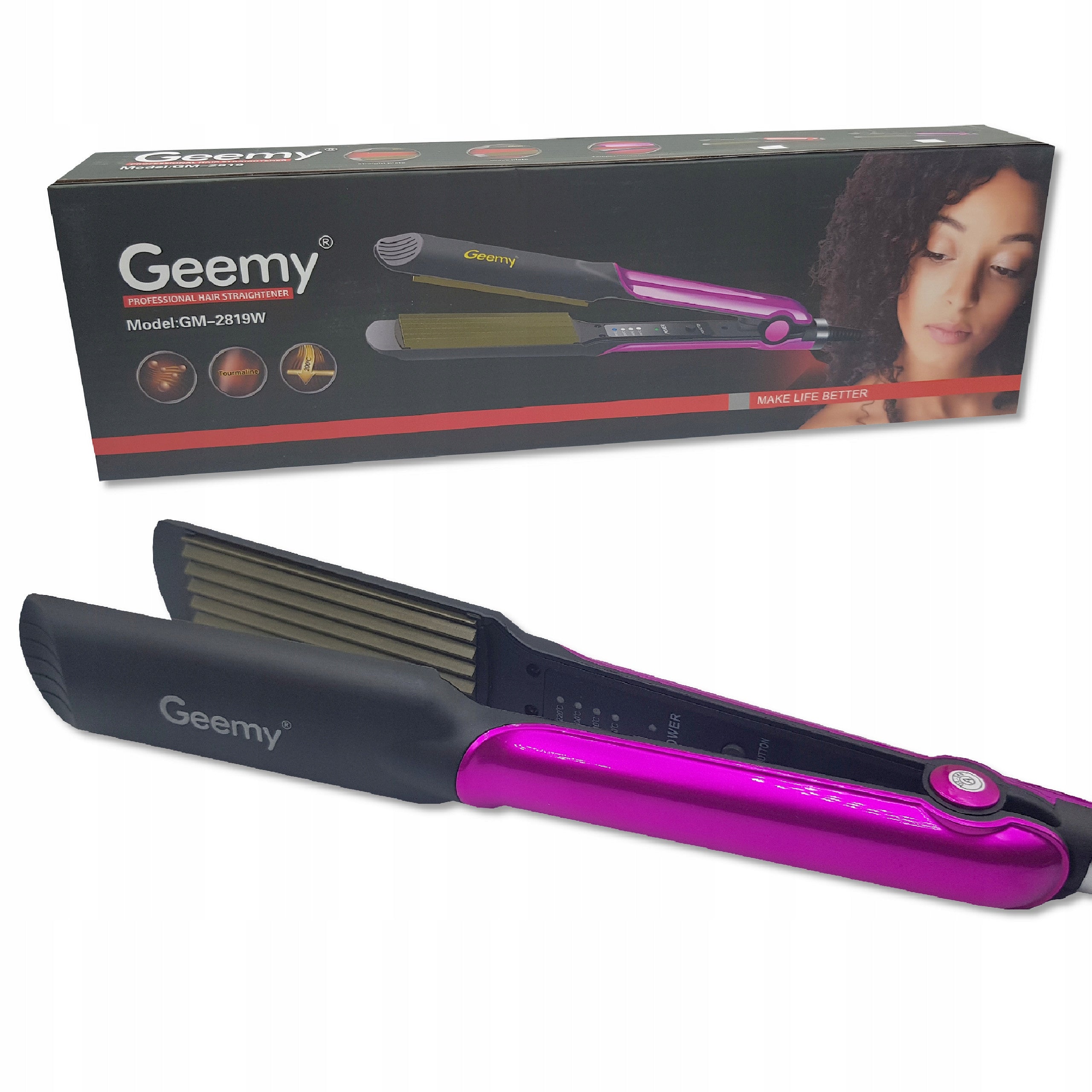 CERAMIC HAIR CRIMPER WITH TEMPERATURE CONTROL FOR STYLING Manufacturer code GM-2819W