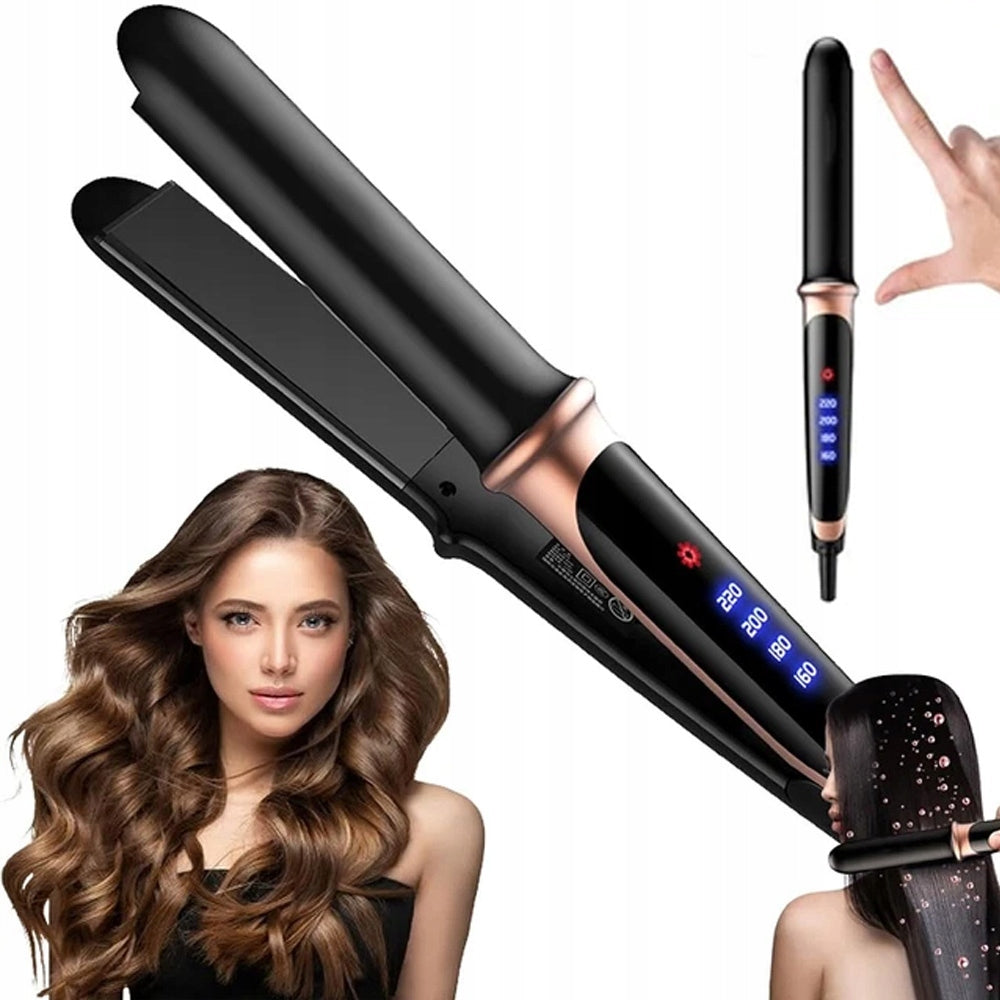 CERAMIC HAIR STRAIGHTENER 2IN1 CURLER WITH TEMPERATURE CONTROL