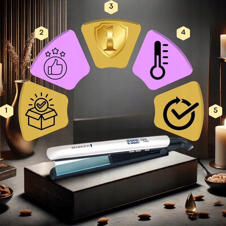 CERAMIC HAIR STRAIGHTENER REMINGTON FOR HER WOMEN GIFT SOLID Manufacturer code BARKOS_PL PROSTOWNICA BIAŁA CERAMICZNA WŁOSY