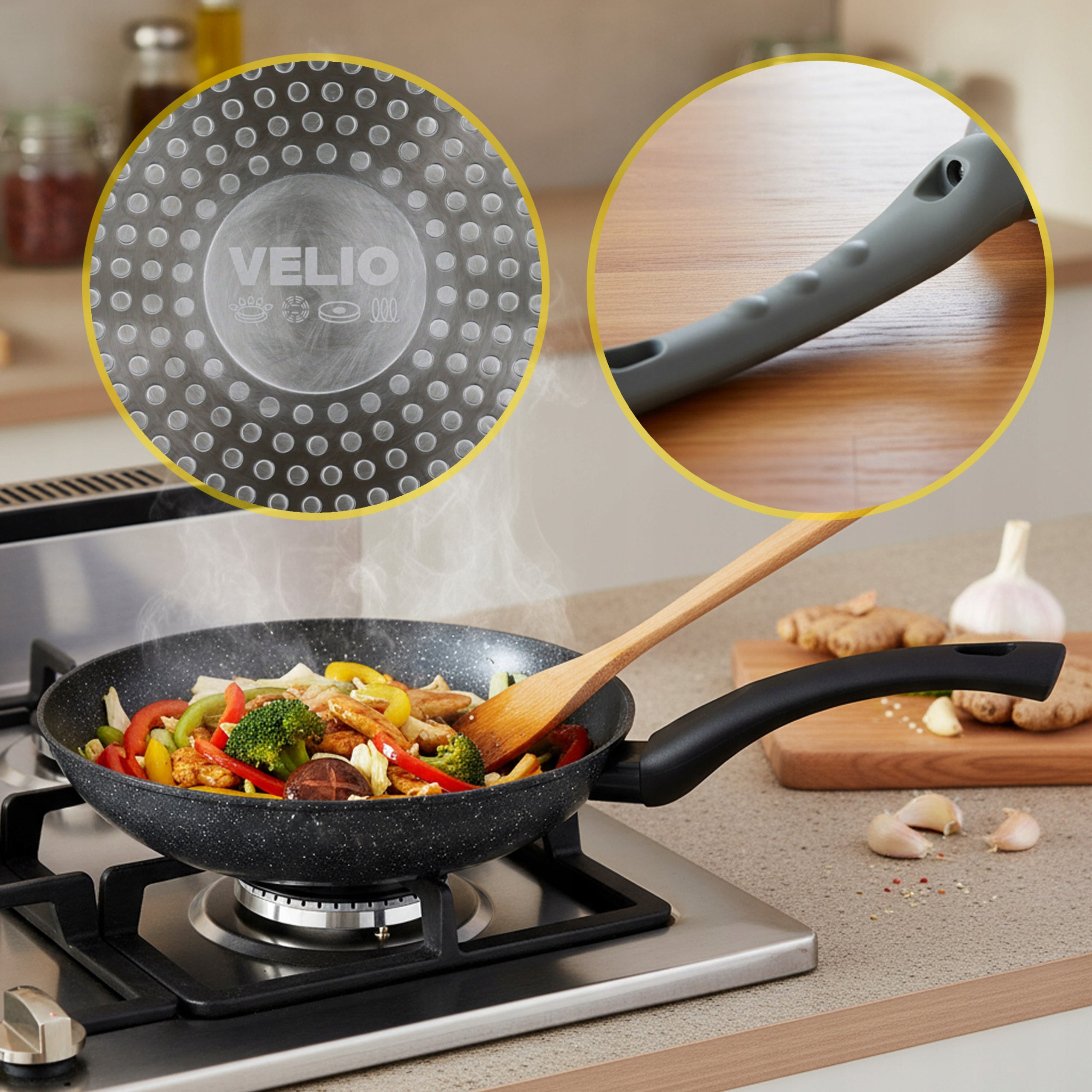 CERAMIC PAN DEEP TRADITIONAL 24 CM INDUCTION ELECTRIC GAS VELIO EAN (GTIN) 5906228900267