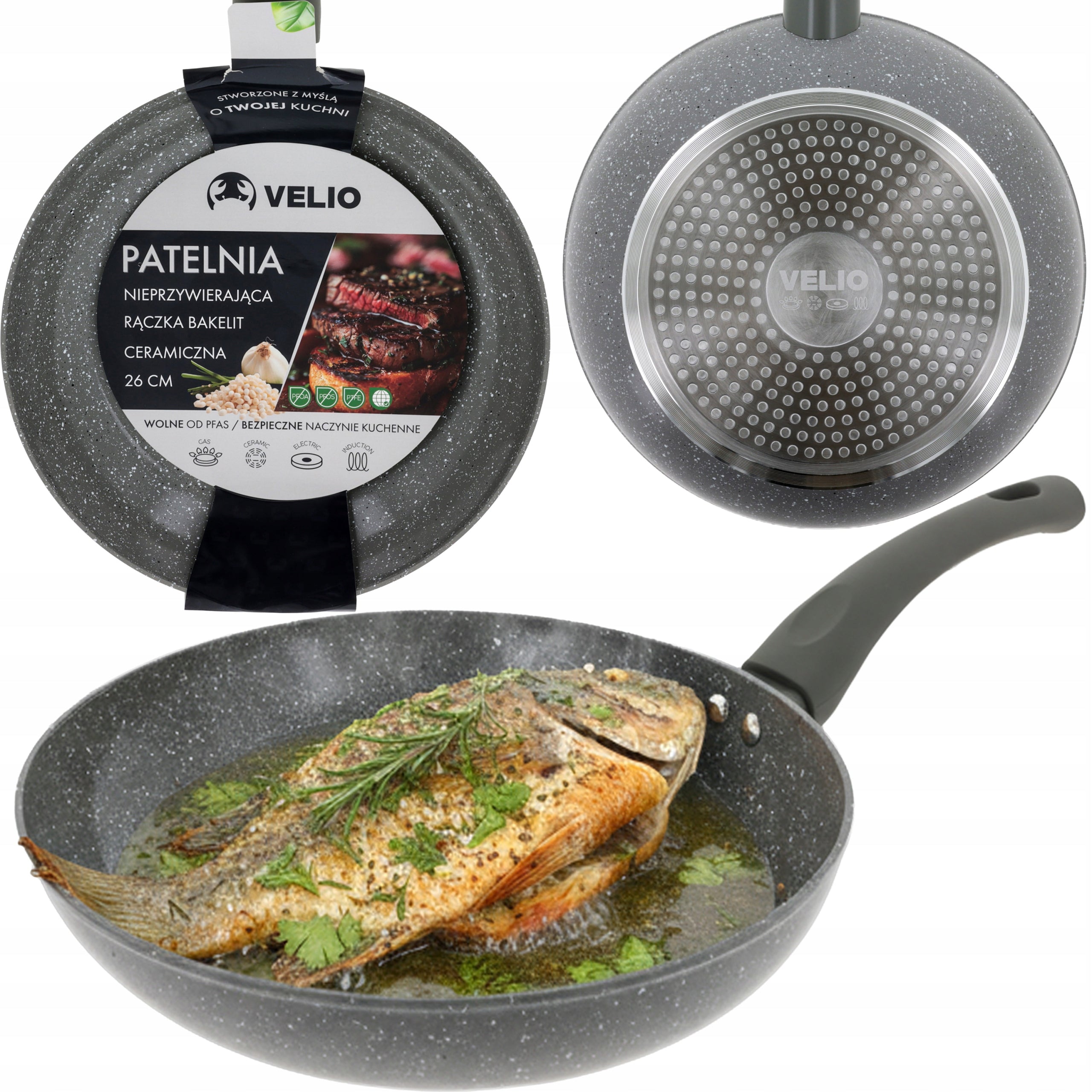 CERAMIC PAN DEEP TRADITIONAL 26 CM INDUCTION ELECTRIC GAS VELIO