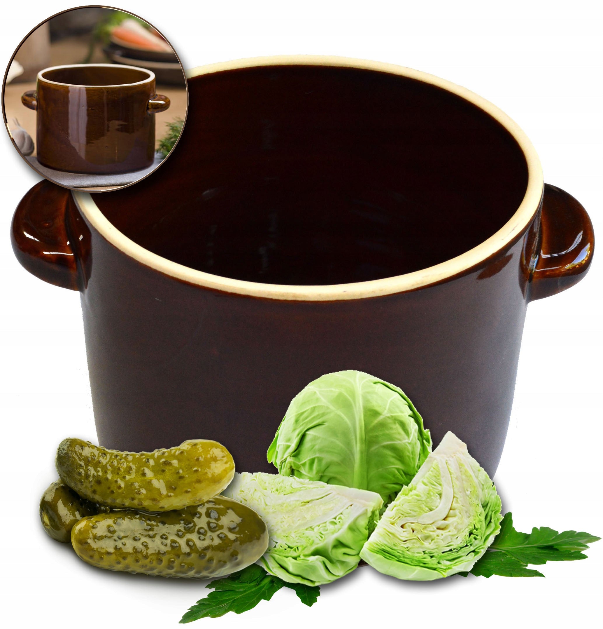 CERAMIC POT BARREL STONEWARE FOR LARD FOR PICKLING CERAMICS 1,5L