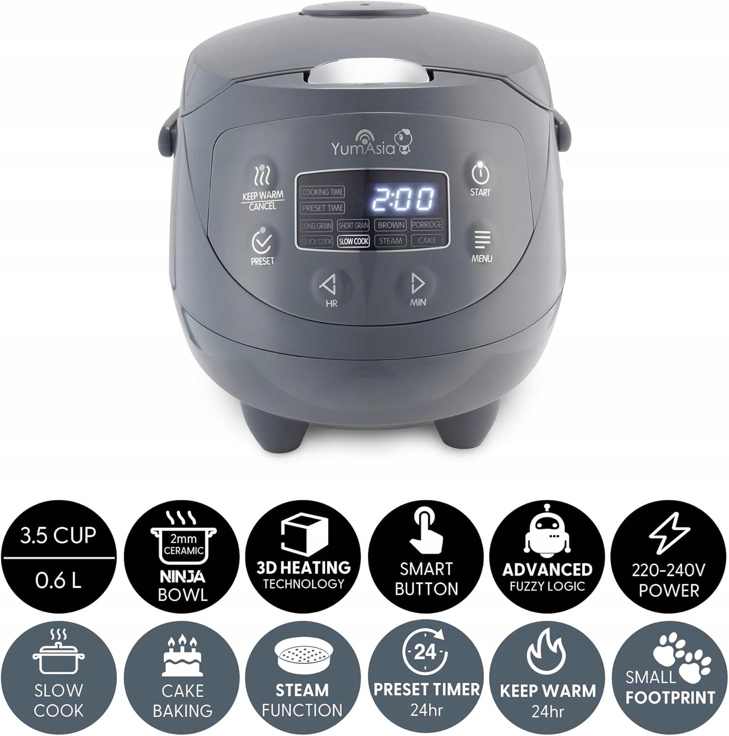 CERAMIC RICE COOKER MINI 0,6 L FUNCTION MICOM MULTICOOKER GREY 350 W Brand no brand