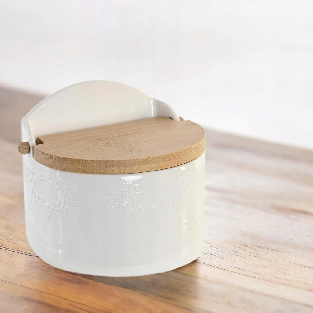 CERAMIC SALT SHAKER WITH LID CONFECTIONER FOR SPICES WHITE Kind other