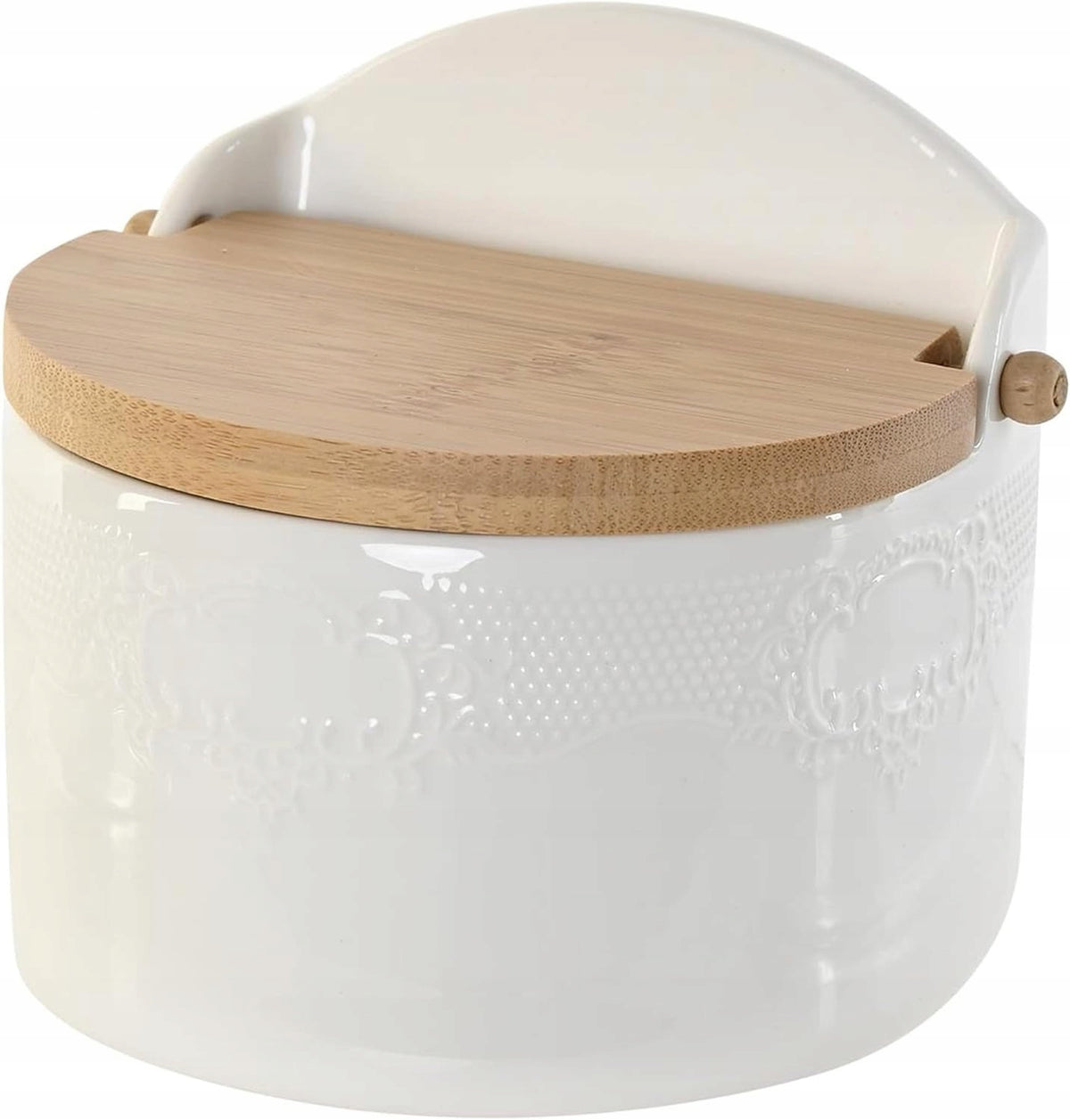 CERAMIC SALT SHAKER WITH LID CONFECTIONER FOR SPICES WHITE