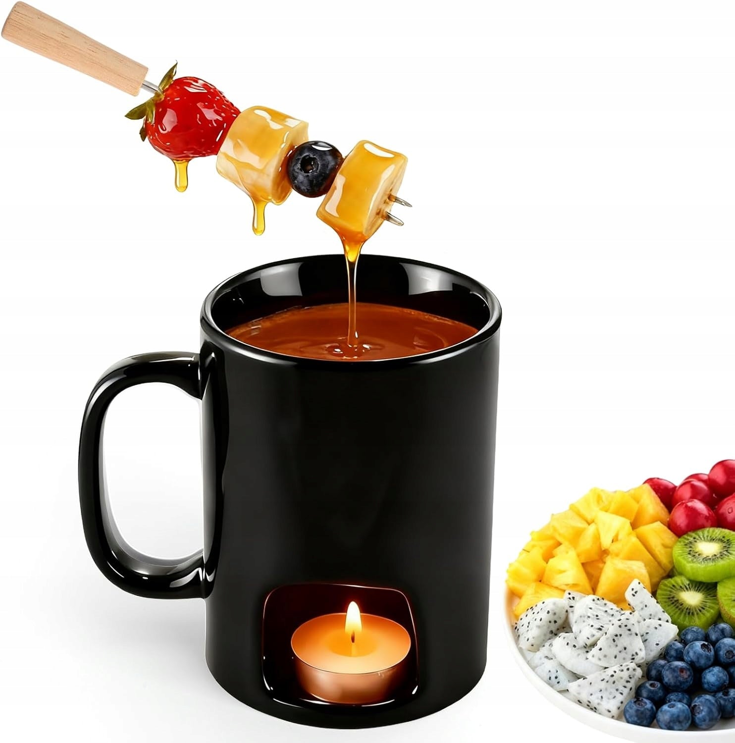 CERAMIC SET FONDUE CHOCOLATE BUTTER CHEESE TEALIGHT CANDLE