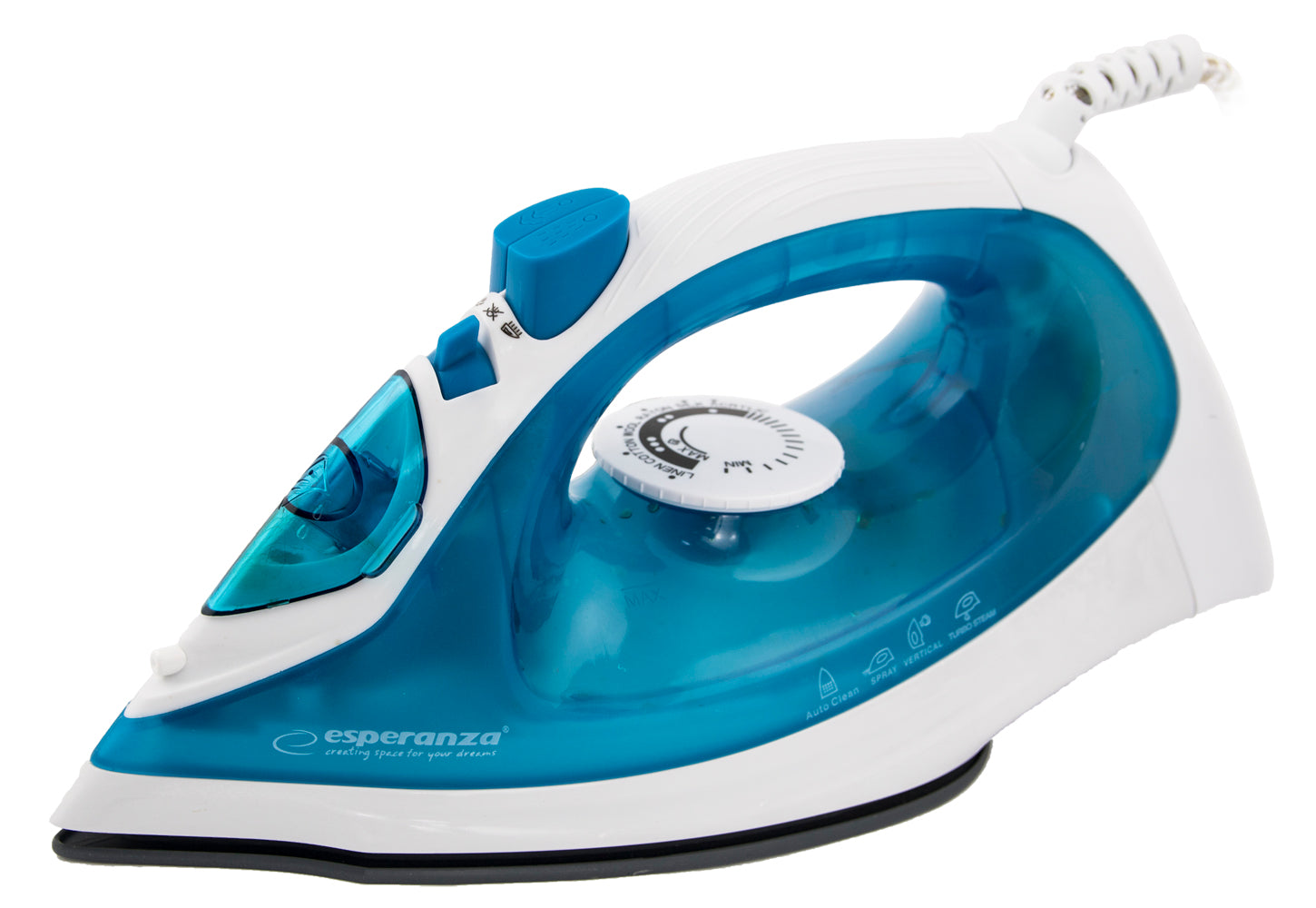 CERAMIC STEAM IRON 2200W ANTI-CALC ANTI-DRIP VERTICAL IRONING POWER Brand Esperanza