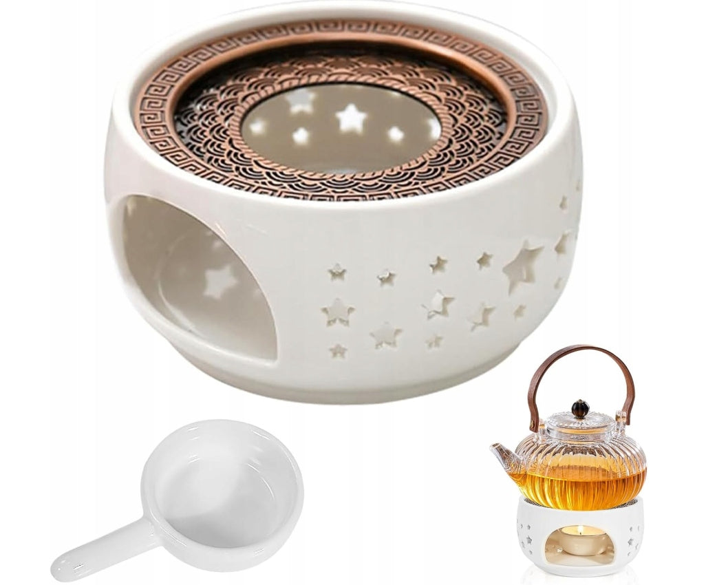 CERAMIC TEA AND COFFEE HEATER PORCELAIN TEALIGHT CANDLE WHITE