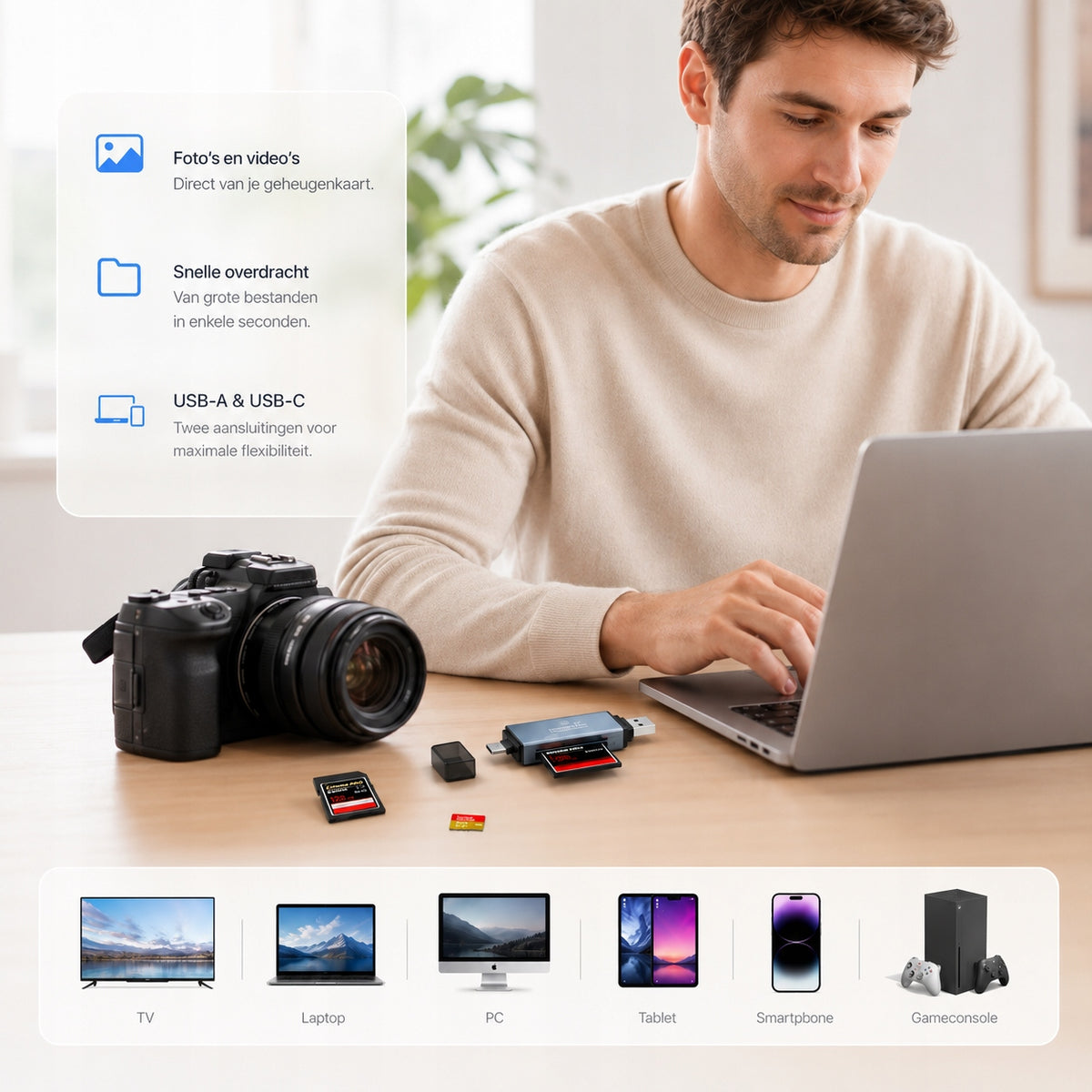 CF Card Reader and MicroSD USB 3.0 USB-C OTG 5Gb/s SOUNIX Packaging status original