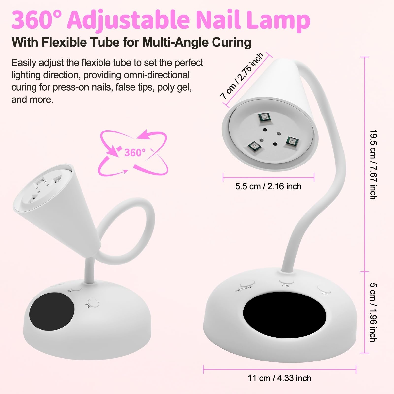 CGBE Mini UV Nail Lamp 18W LED With Sensor And LCD Display Color white