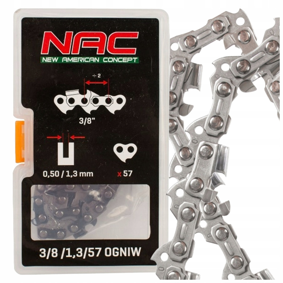 CHAIN FOR SAW NAC SAWS 3/8" 1.3mm 57 links YD-KW05-38 SPS01-38 GE-CS38