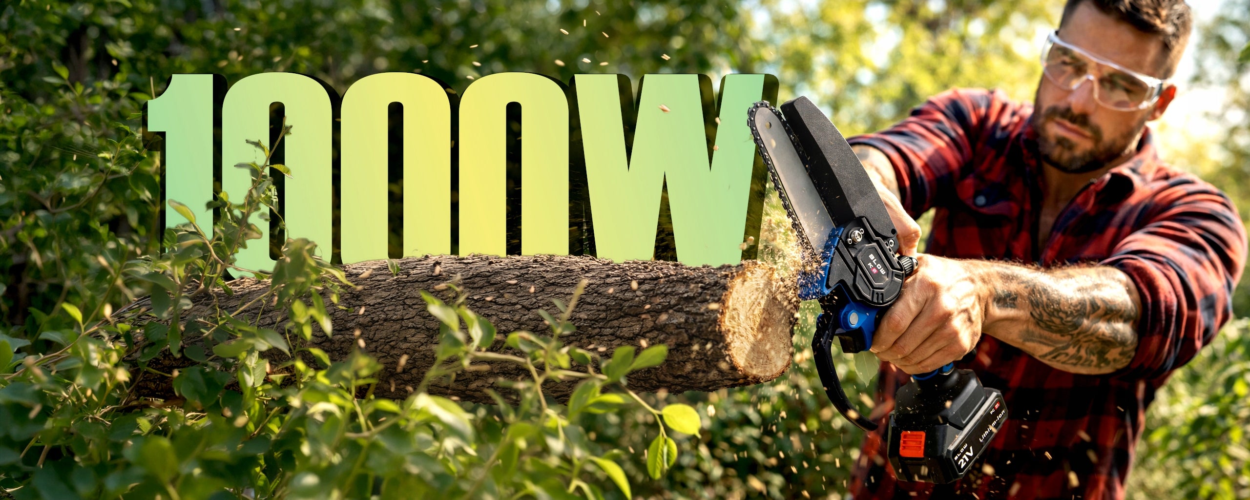 CHAINSAW 1000W 8" 6" CORDLESS ELECTRIC BRANCH 2x AKU 21V Packaging status original