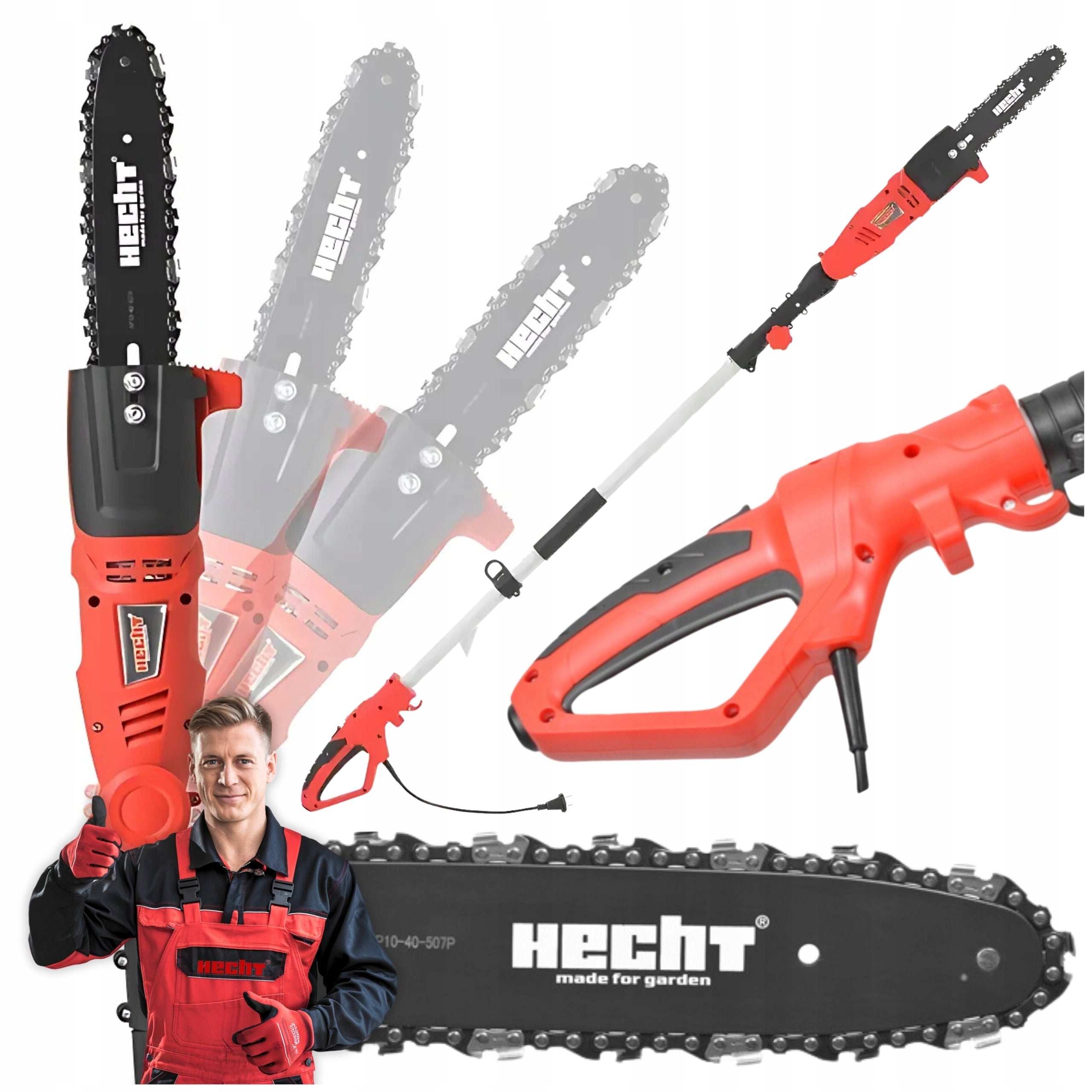 CHAINSAW ELECTRIC BOOM SAW HECHT 971W/9750 LENGTH 2-2,8M