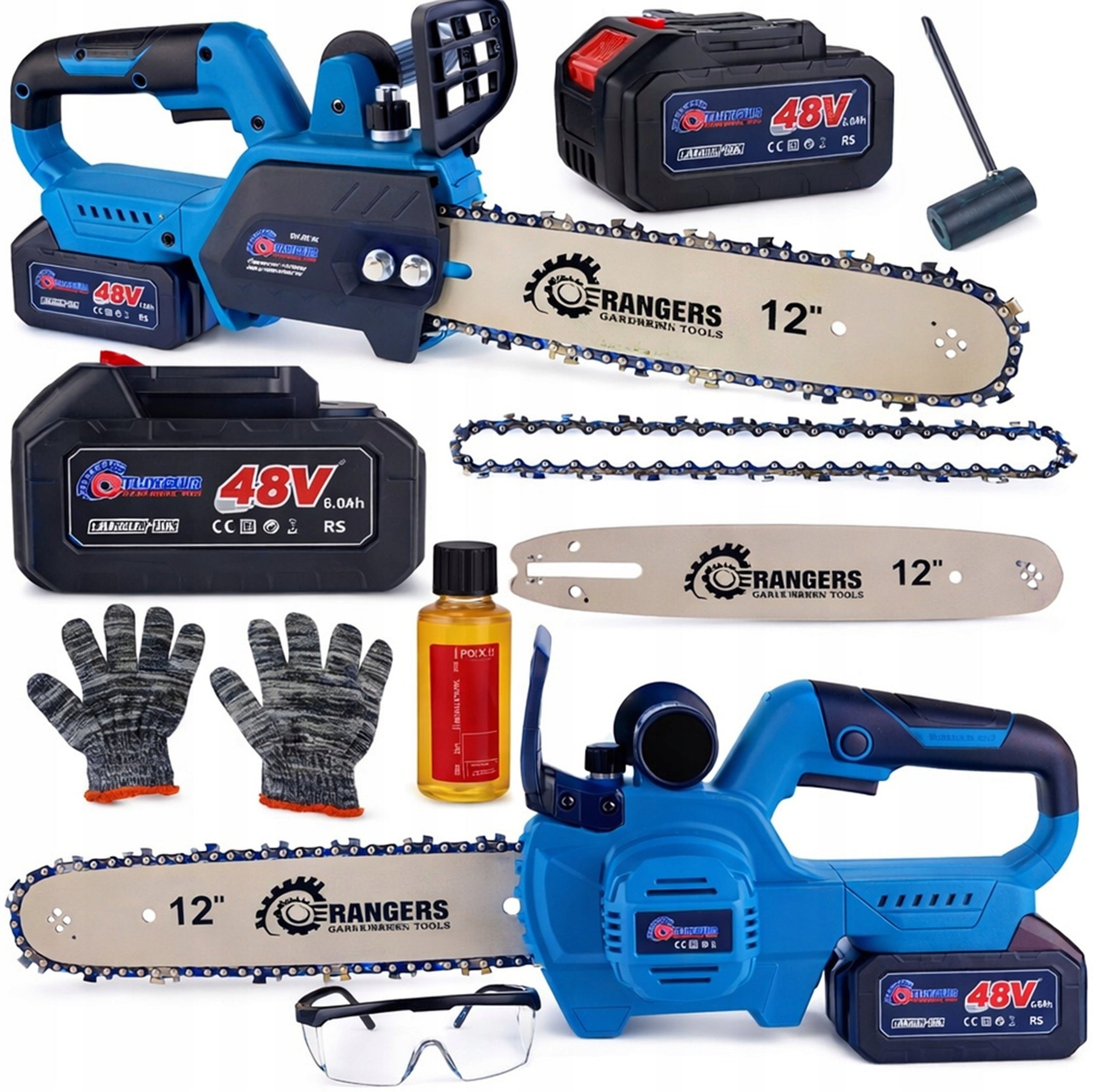 CHAINSAW ELECTRIC CORDLESS SAW 48V 2XAKU 6Ah 12" SET