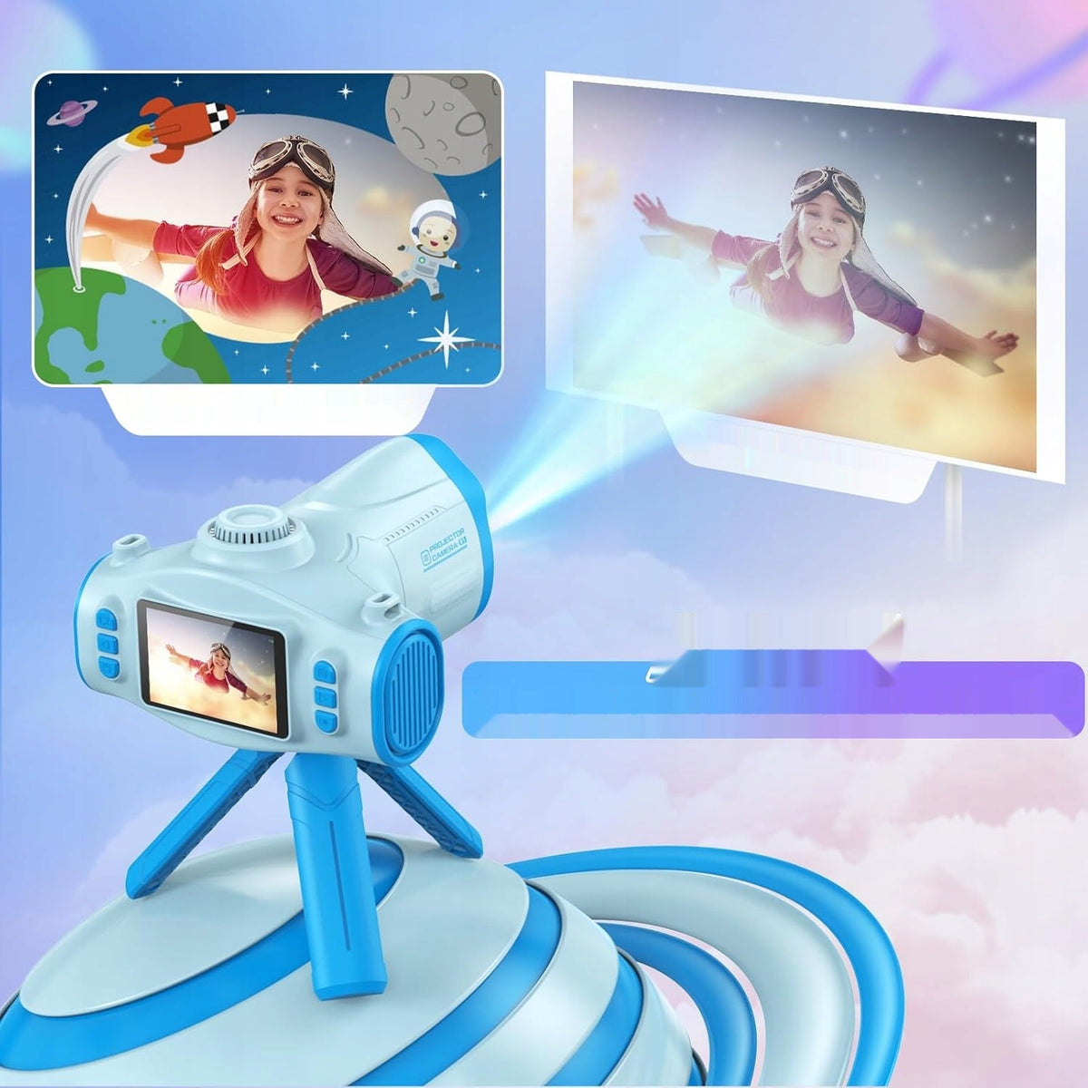 CHAKEYAKE 2 in 1 1080P Kids Camera with Projector, Tripod, 32GB Card Manufacturer code 84ec8d00-ea3d-46a4-b989-bc0d87b7c830