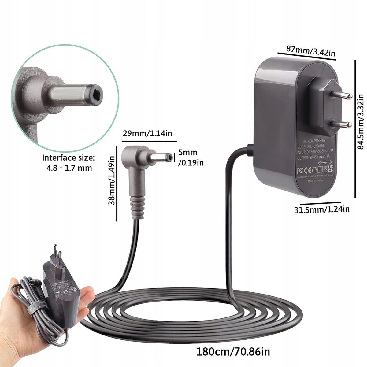 CHARGER VACUUM CLEANER POWER SUPPLY FOR DYSON V10 V11 V12 V15 SV12 SV14 SV20 SV22 Product weight with unit packaging 0.178 kg