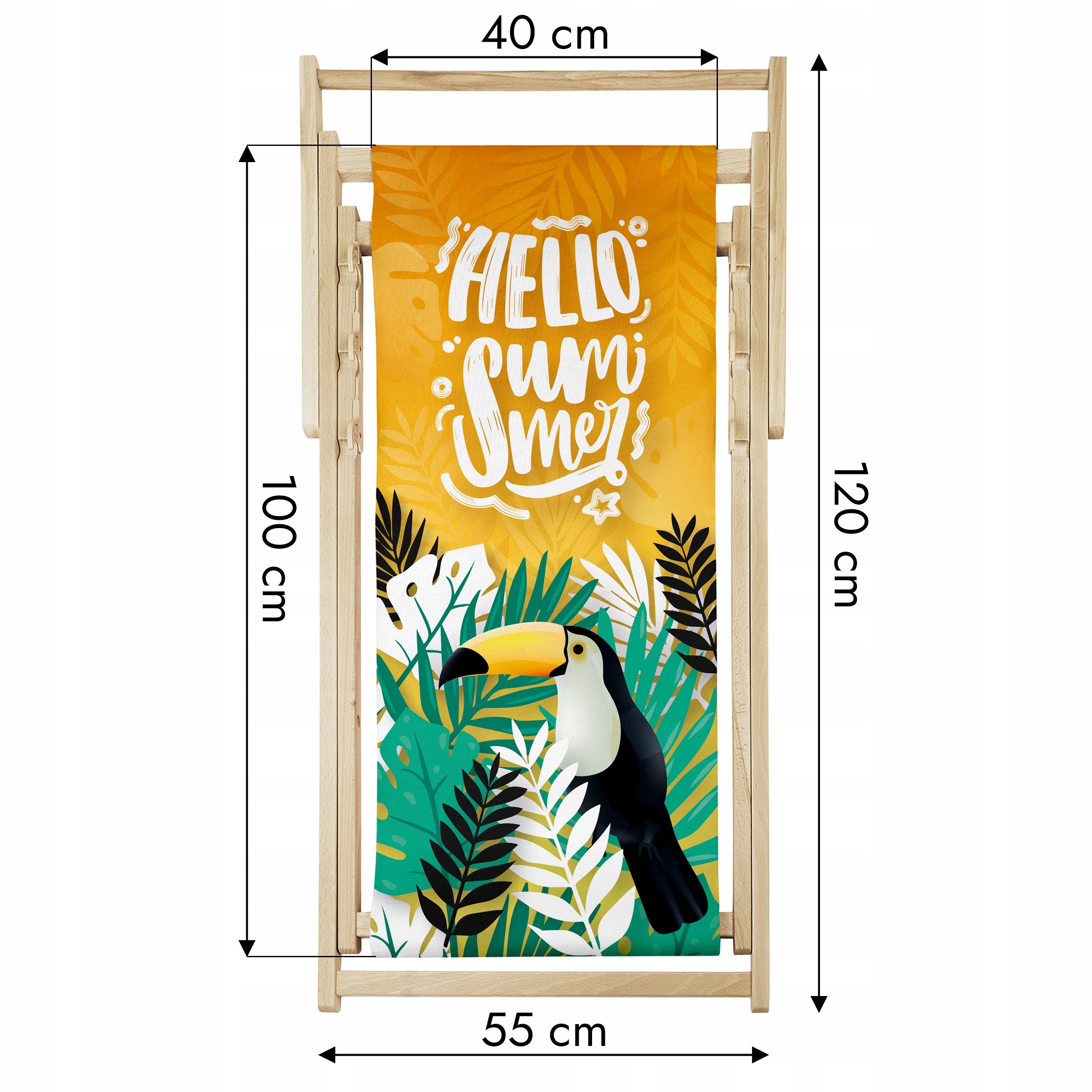 CHARMING YELLOW STRIPED GARDEN LOUNGER ECO BEECH WOOD LOUNGER FOLDING Brand Allbag